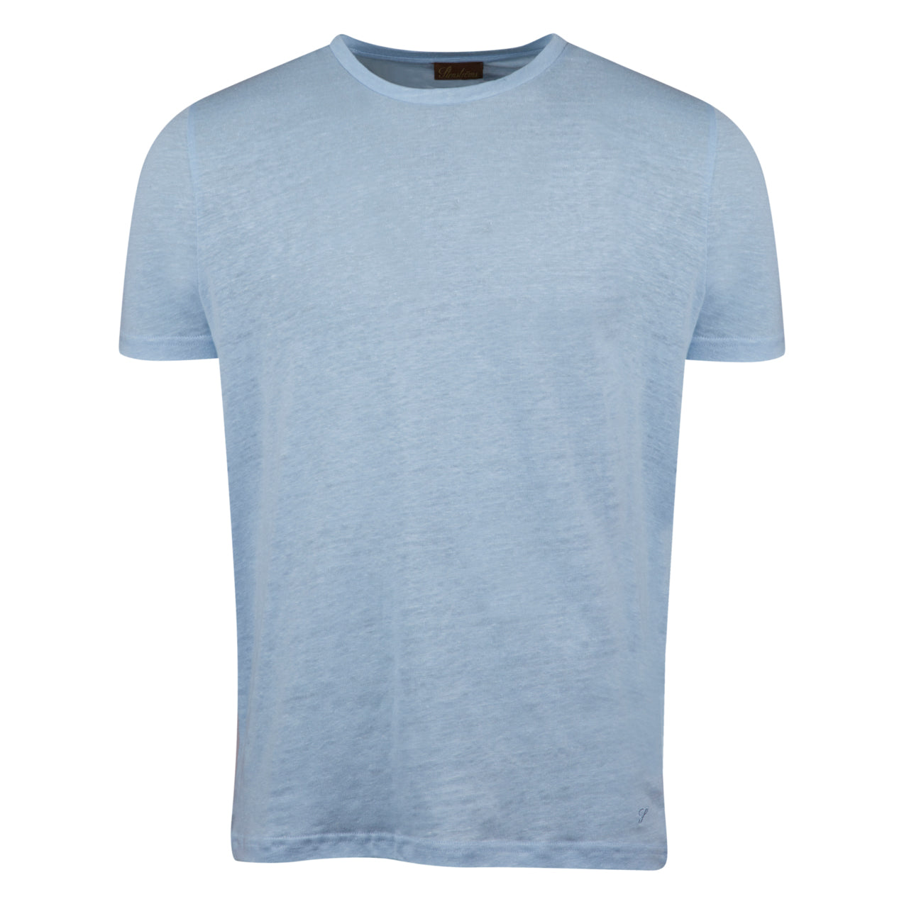 Light Blue Linen Crew Neck T-Shirt - Stenströms