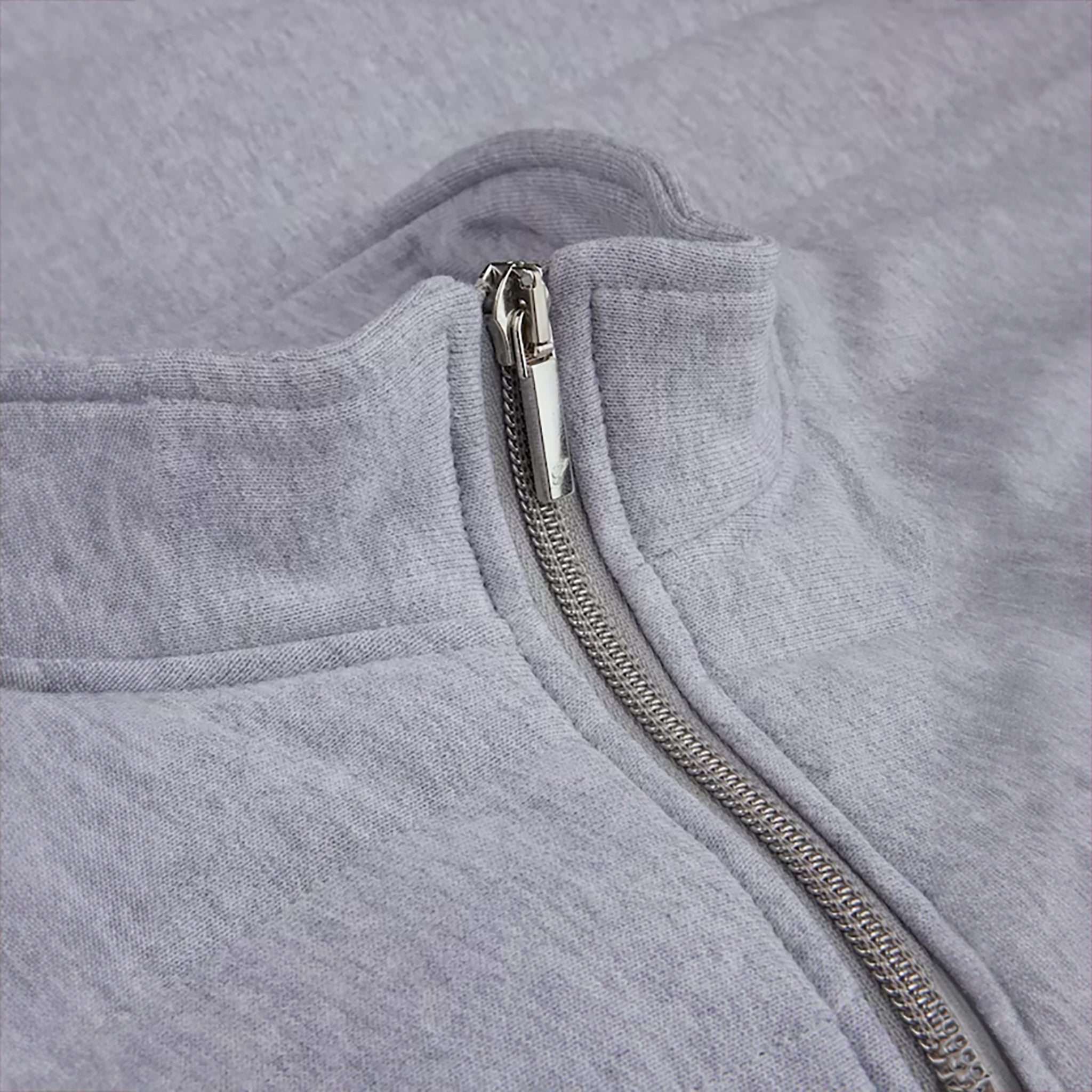 Light Grey Quilted Flannel Cotton Zip Bomber - Stenströms