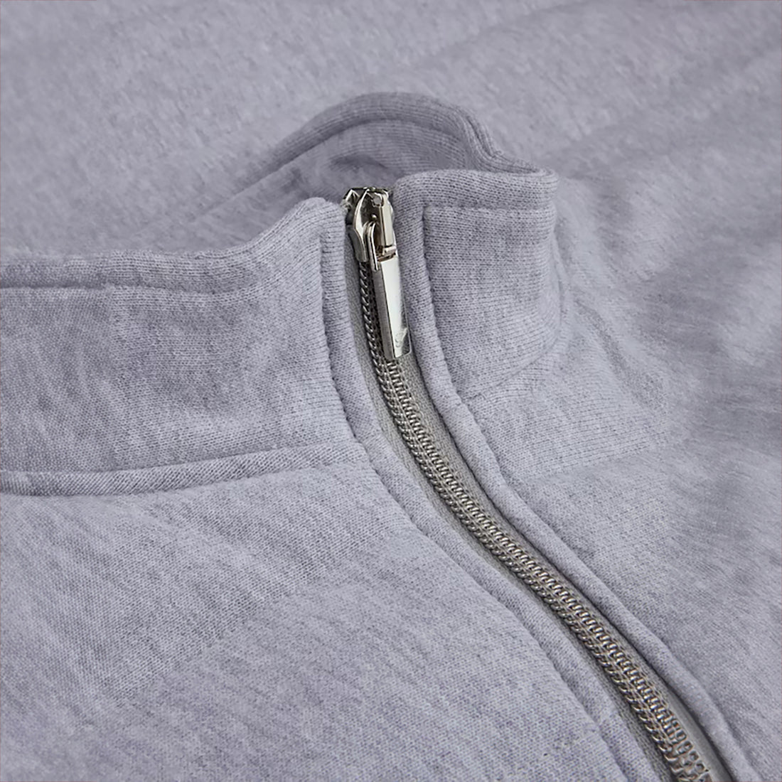Light Grey Quilted Flannel Cotton Zip Bomber - Stenströms