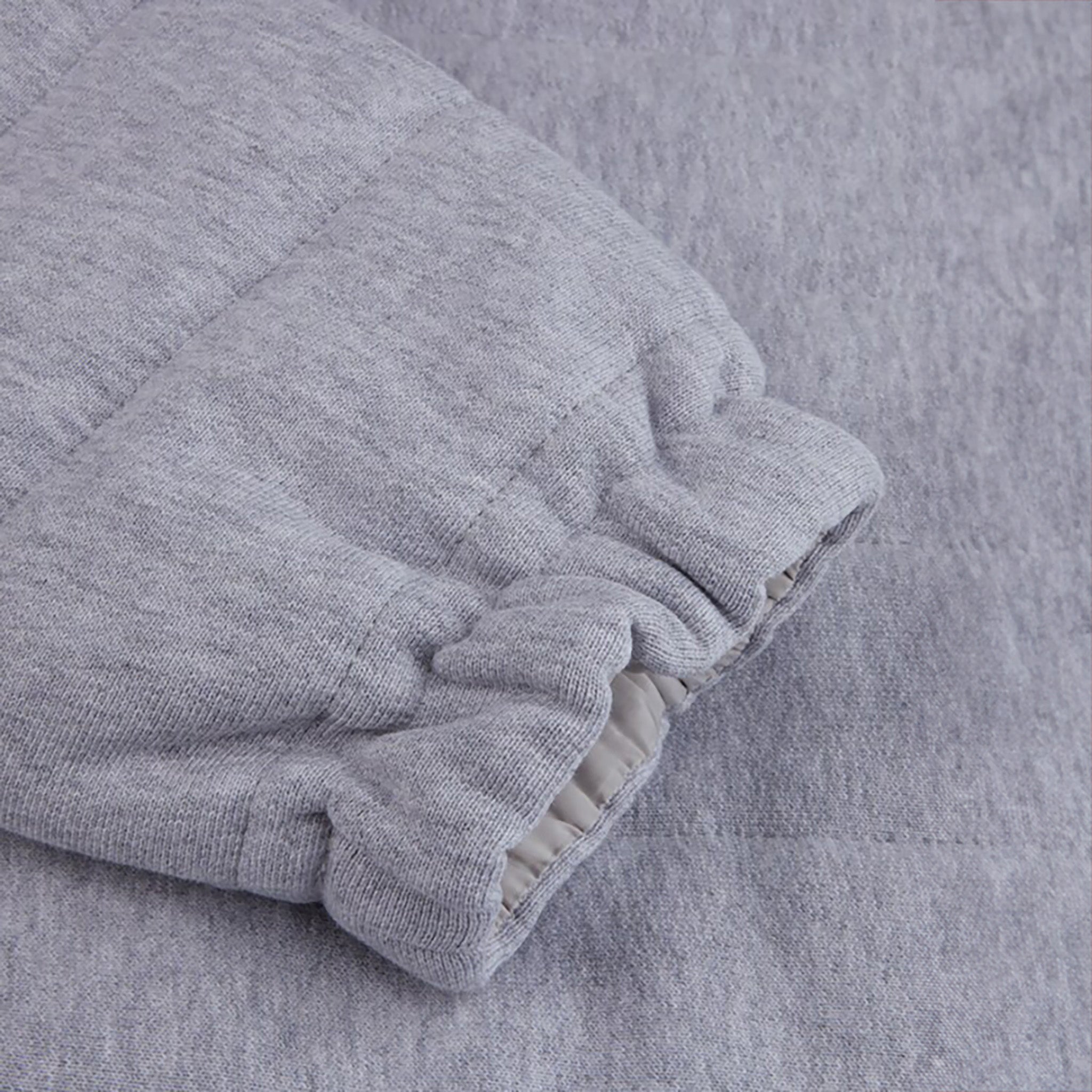 Light Grey Quilted Flannel Cotton Zip Bomber - Stenströms