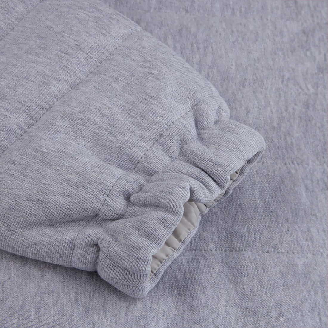 Light Grey Quilted Flannel Cotton Zip Bomber - Stenströms