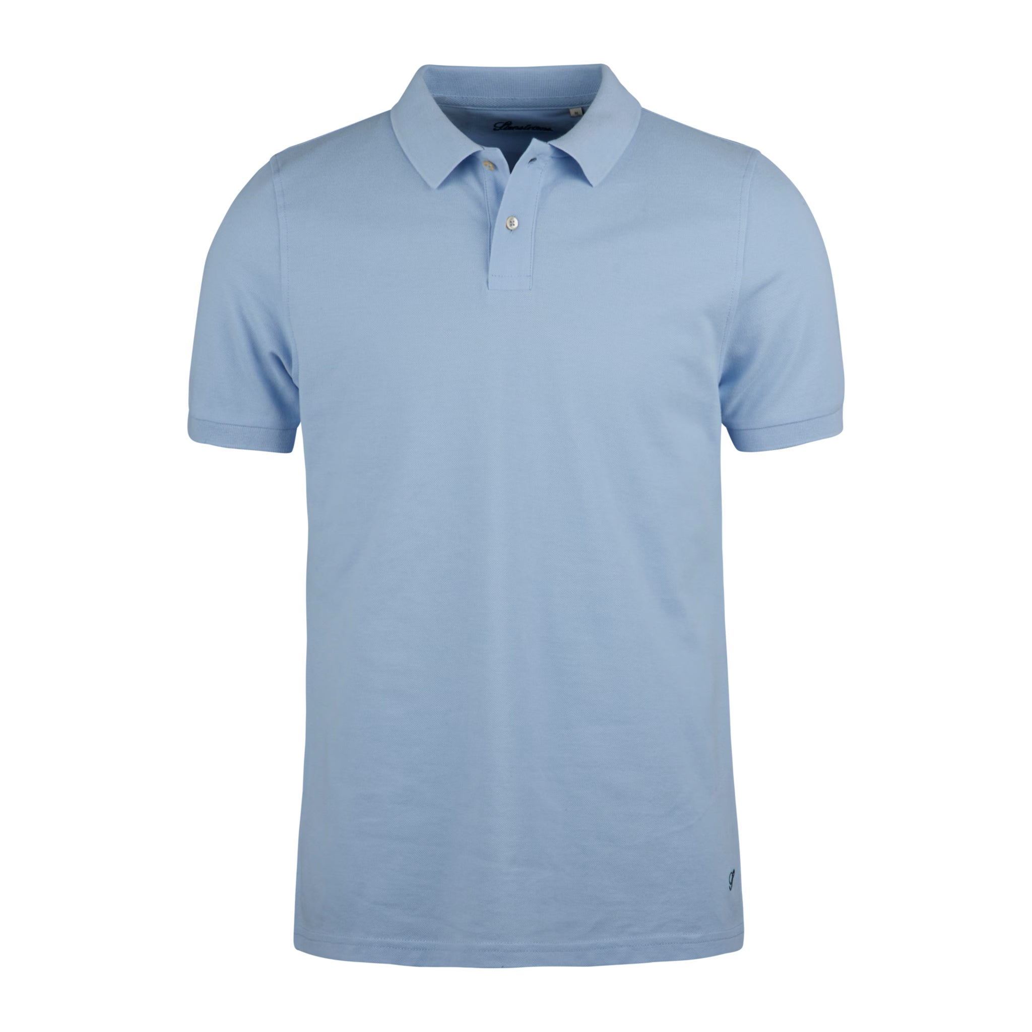 Light Blue Piqué Cotton Short Sleeve Polo Shirt - Stenströms - Boutique Jacques International