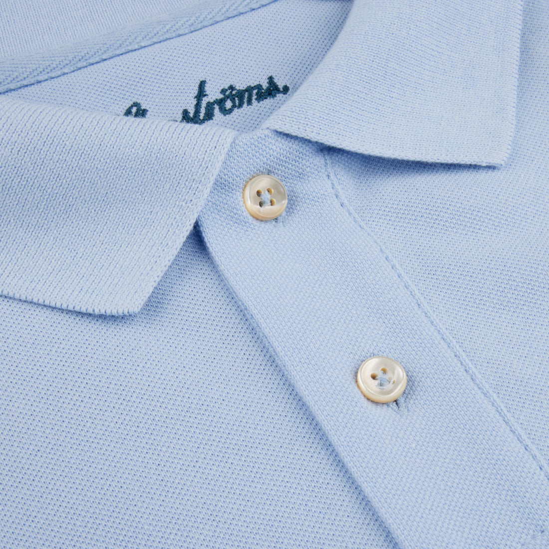 Light Blue Piqué Cotton Short Sleeve Polo Shirt - Stenströms - Boutique Jacques International