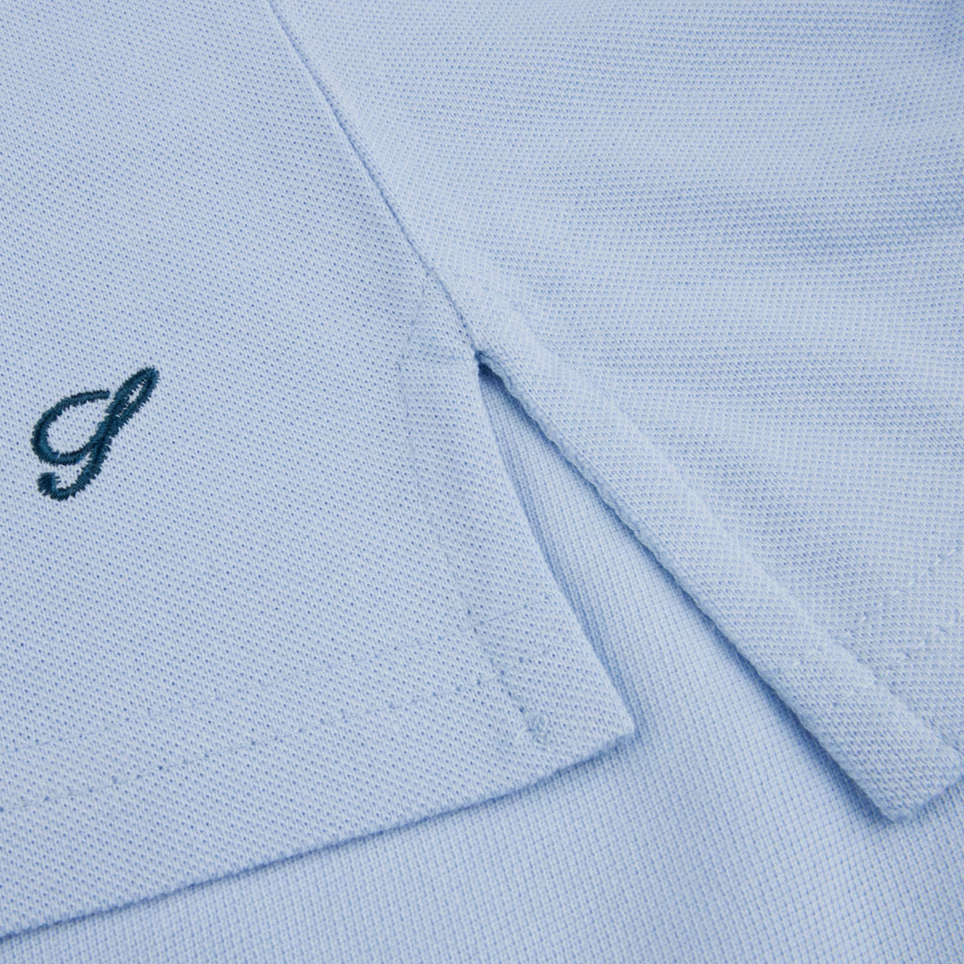 Light Blue Piqué Cotton Short Sleeve Polo Shirt - Stenströms - Boutique Jacques International