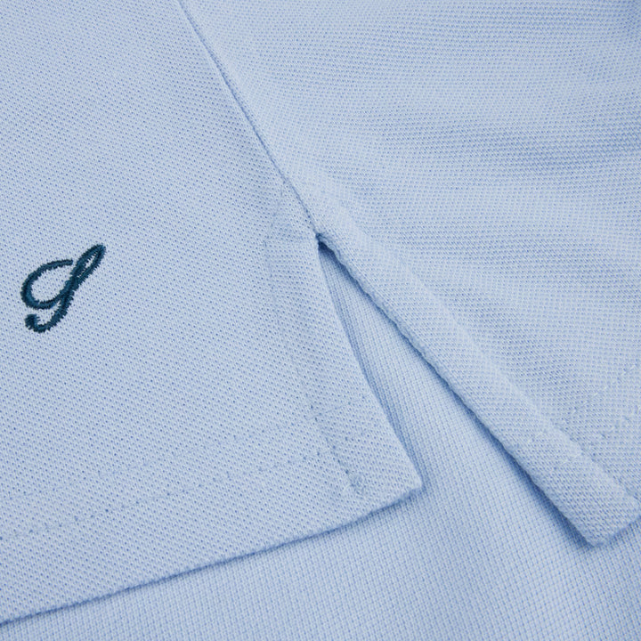 Light Blue Piqué Cotton Short Sleeve Polo Shirt - Stenströms - Boutique Jacques International