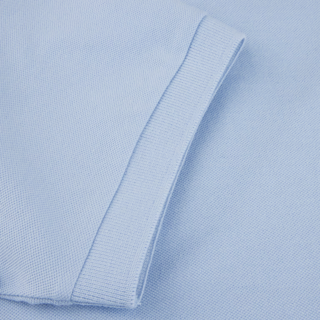 Light Blue Piqué Cotton Short Sleeve Polo Shirt - Stenströms - Boutique Jacques International