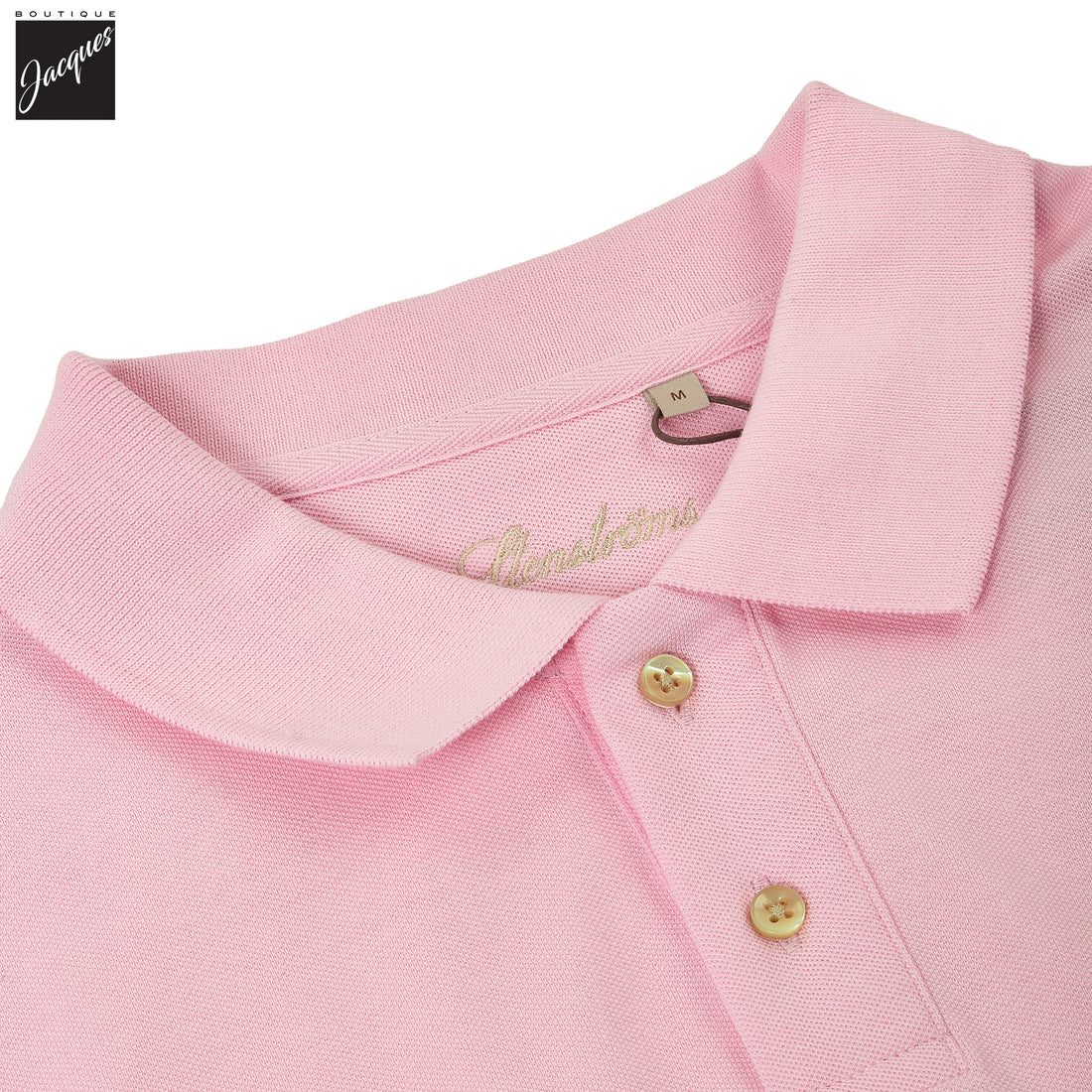 Light Pink Piqué Cotton Short Sleeve Polo Shirt - Stenströms - Boutique Jacques International