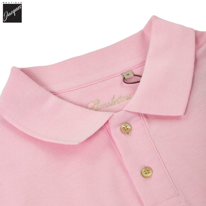 Light Pink Piqué Cotton Short Sleeve Polo Shirt - Stenströms - Boutique Jacques International