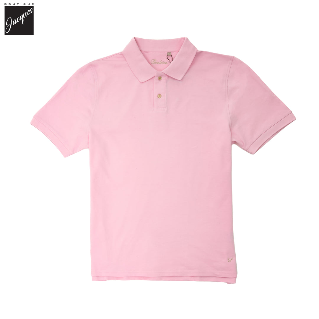 Light Pink Piqué Cotton Short Sleeve Polo Shirt - Stenströms - Boutique Jacques International