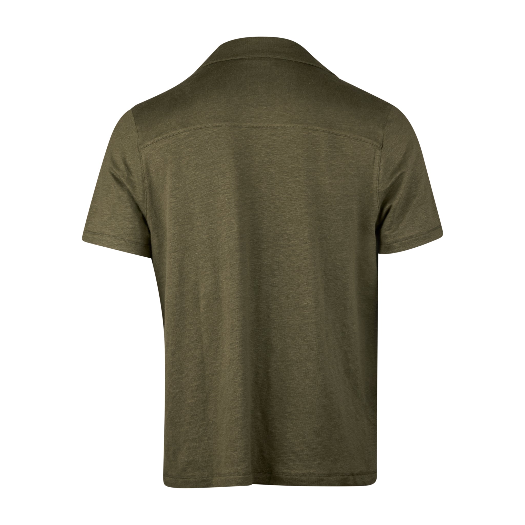 Olive Green Short Sleeve Linen-Stretch Knitted Resort Shirt - Stenströms - Boutique Jacques International