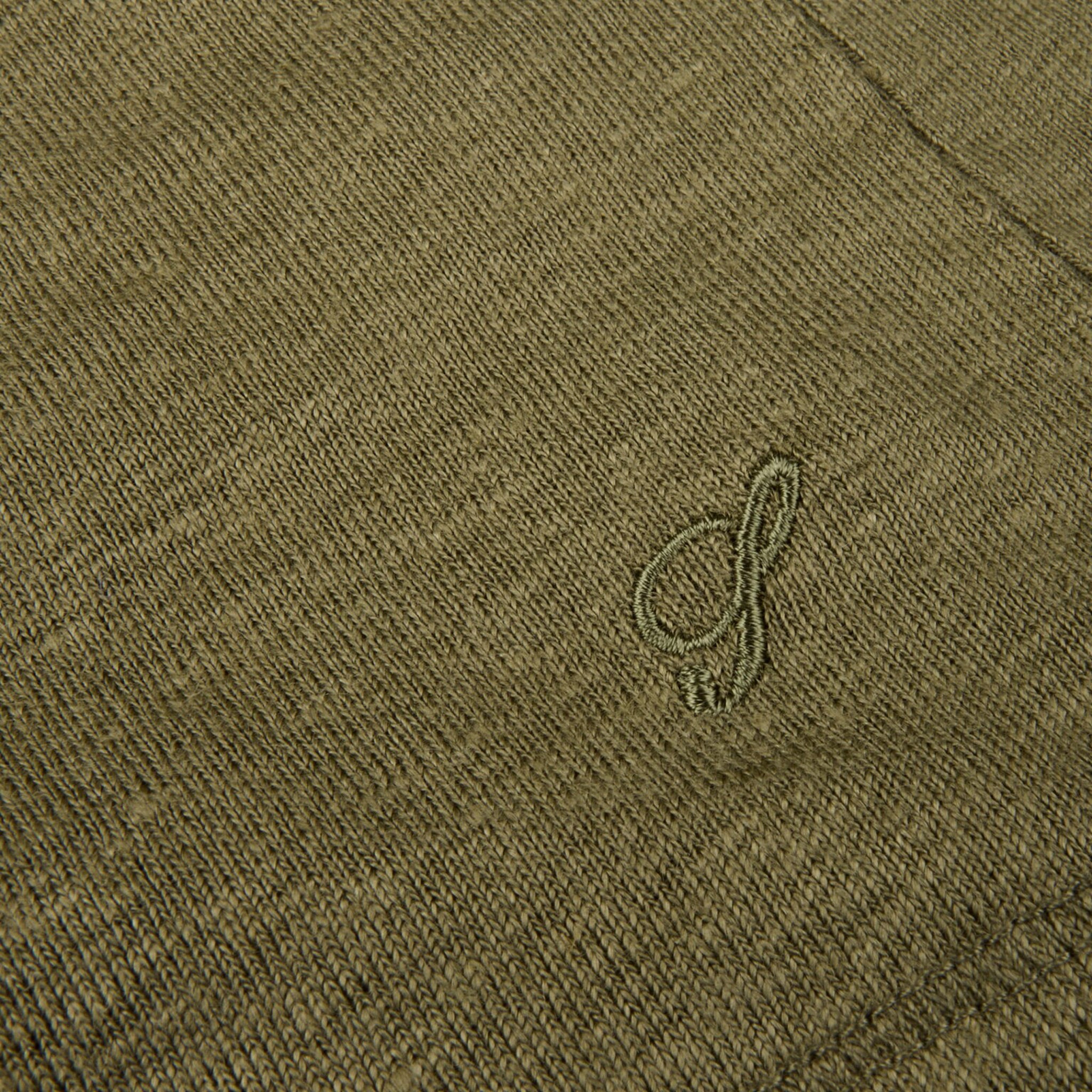 Olive Green Short Sleeve Linen-Stretch Knitted Resort Shirt - Stenströms - Boutique Jacques International