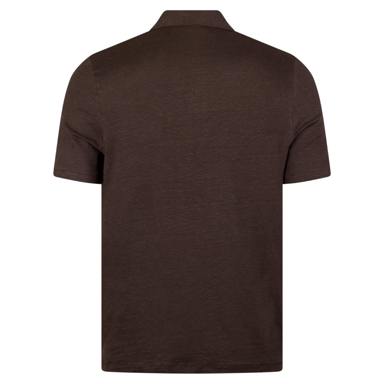 Dark Brown Linen-Stretch Short Sleeve Knitted Polo Shirt - Stenströms