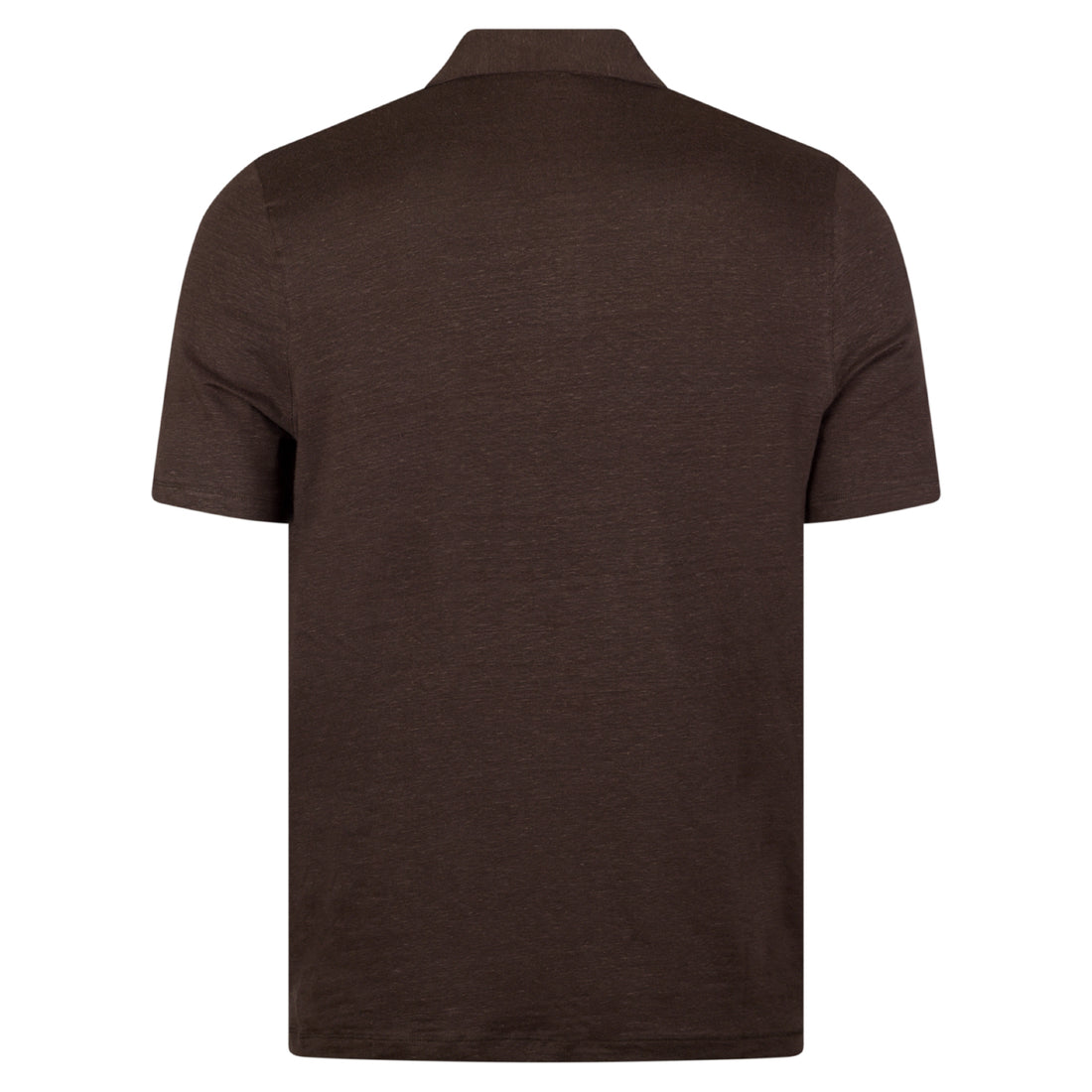 Dark Brown Linen-Stretch Short Sleeve Knitted Polo Shirt - Stenströms