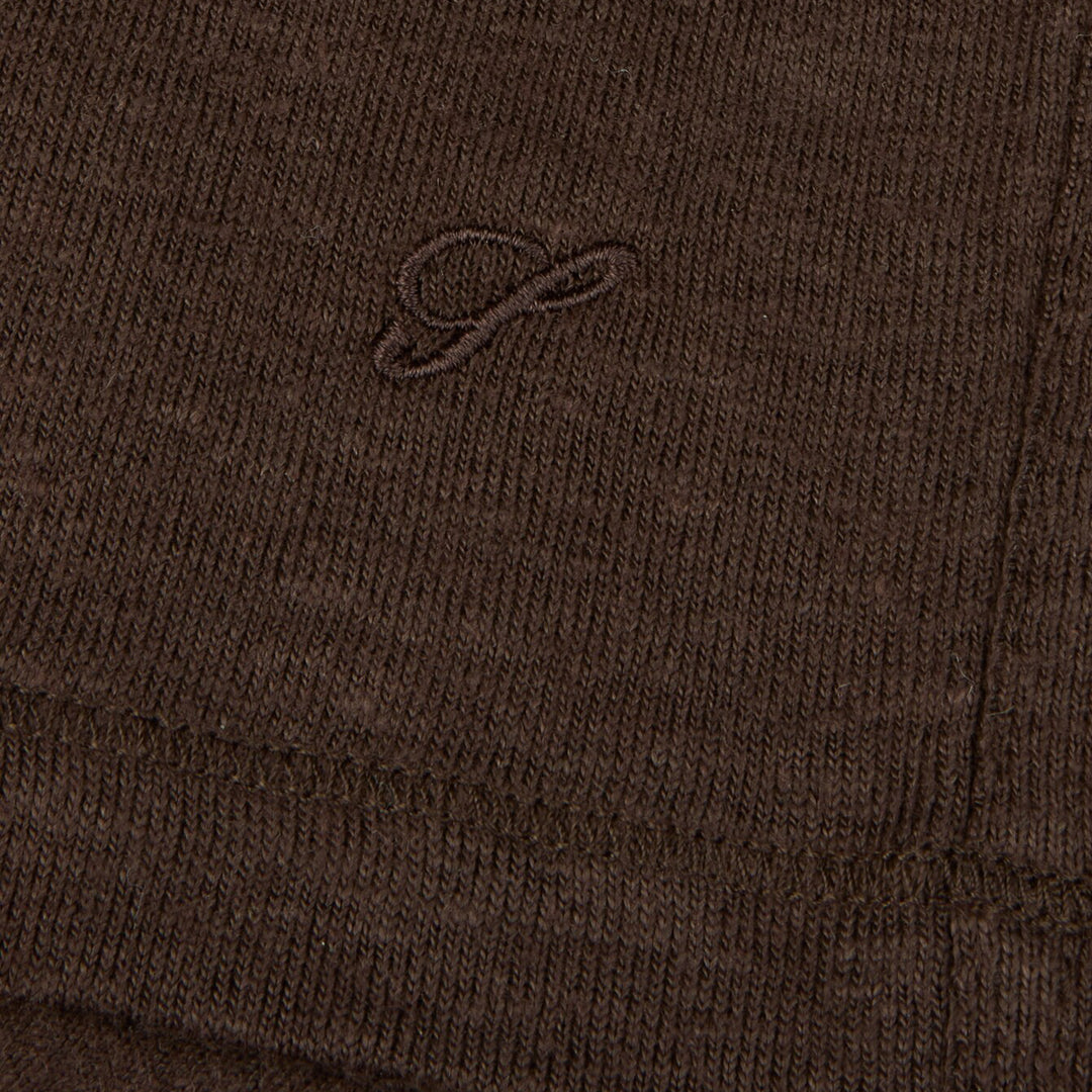 Dark Brown Linen-Stretch Short Sleeve Knitted Polo Shirt - Stenströms