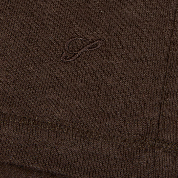 Dark Brown Linen-Stretch Short Sleeve Knitted Polo Shirt - Stenströms