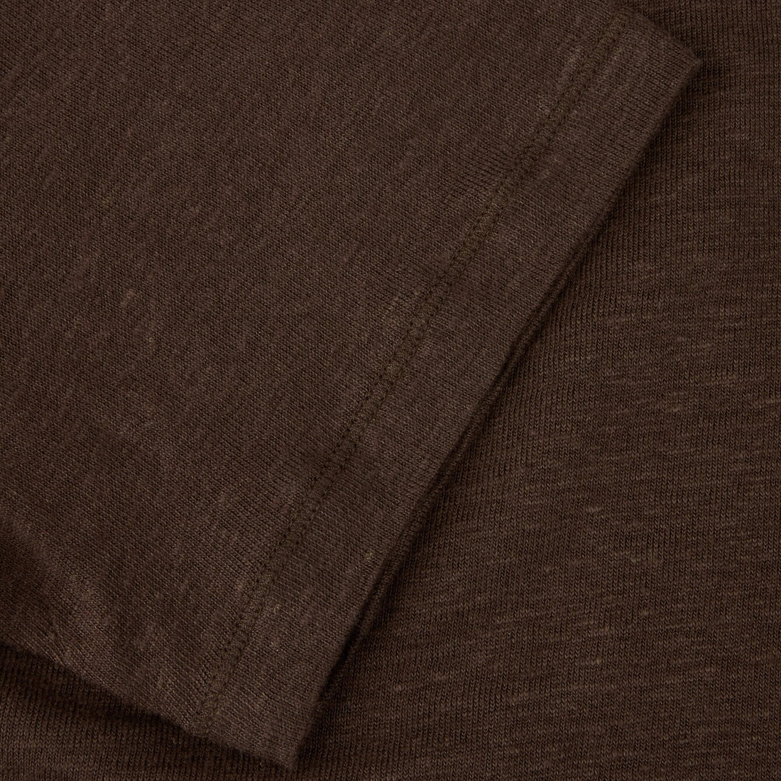 Dark Brown Linen-Stretch Short Sleeve Knitted Polo Shirt - Stenströms