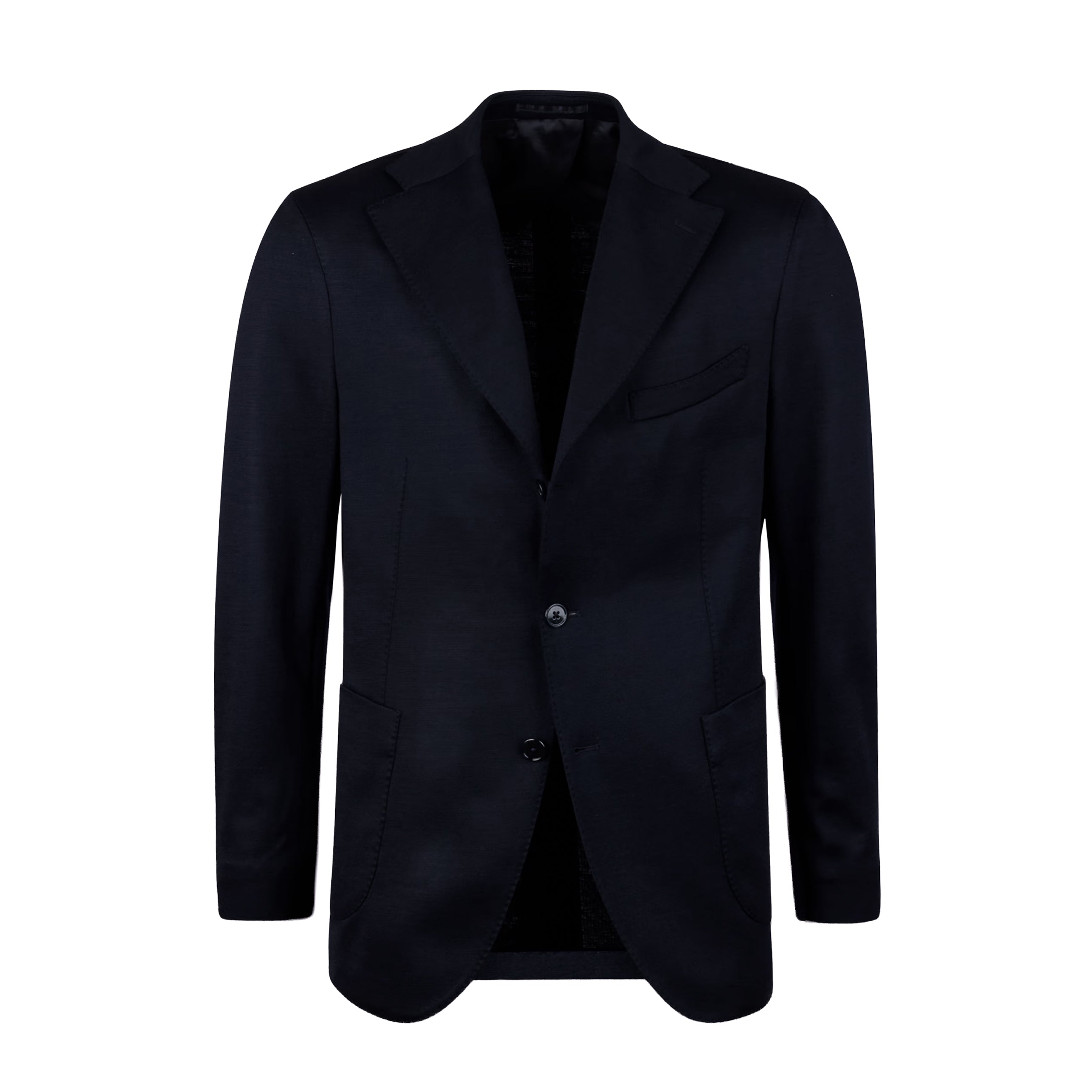Navy Blue Solid Wool Jersey Soft Unconstructed Sport Jacket - Stenströms