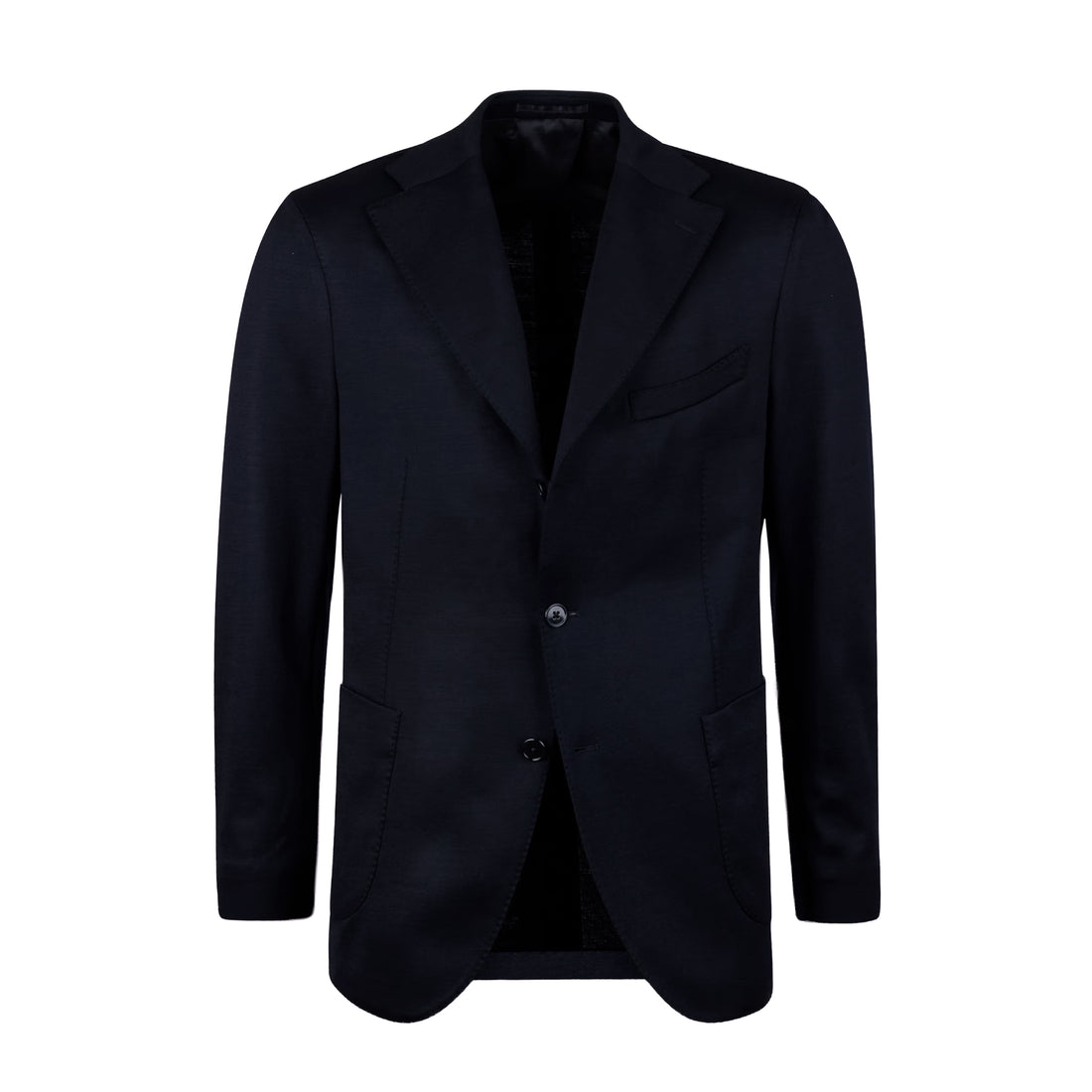 Navy Blue Solid Wool Jersey Soft Unconstructed Sport Jacket - Stenströms