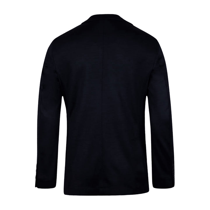Navy Blue Solid Wool Jersey Soft Unconstructed Sport Jacket - Stenströms