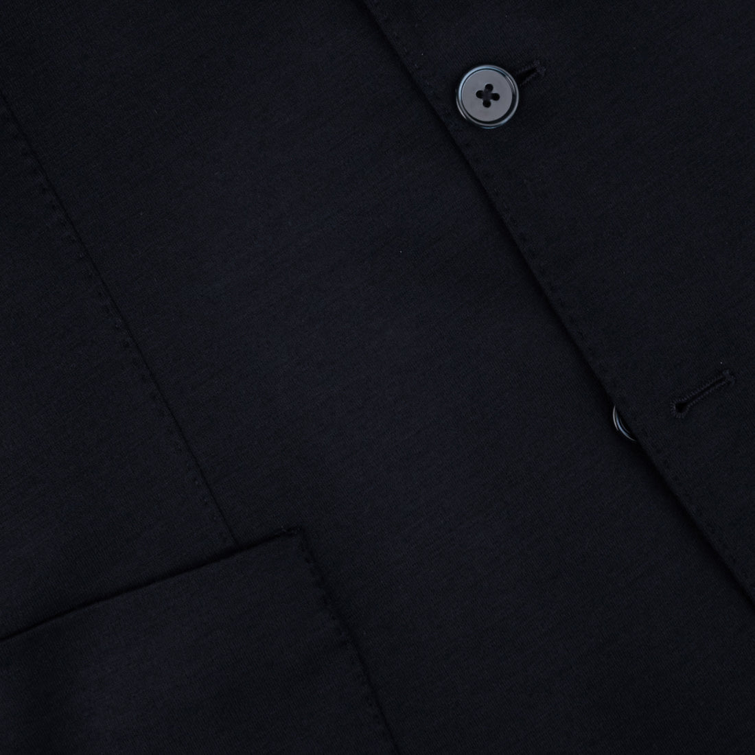 Navy Blue Solid Wool Jersey Soft Unconstructed Sport Jacket - Stenströms