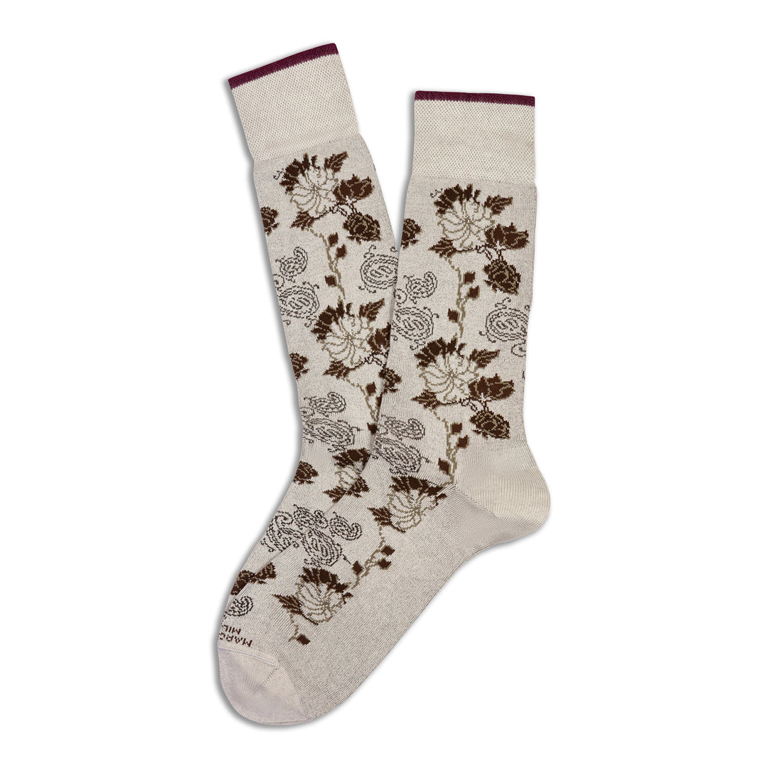 Ice Gray Flower Mousse of Modal Mid-Calf Socks - Marcoliani