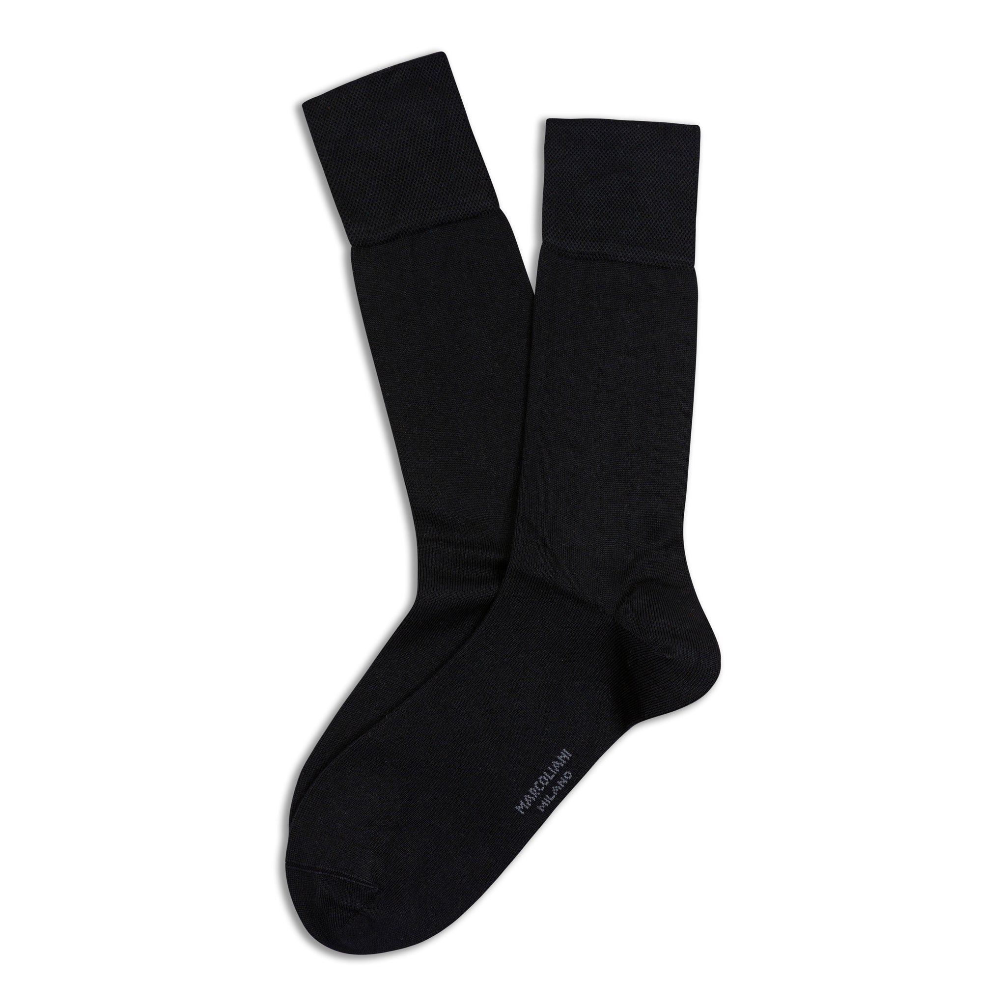 Black Mousse of Modal Mid-Calf Socks - Marcoliani