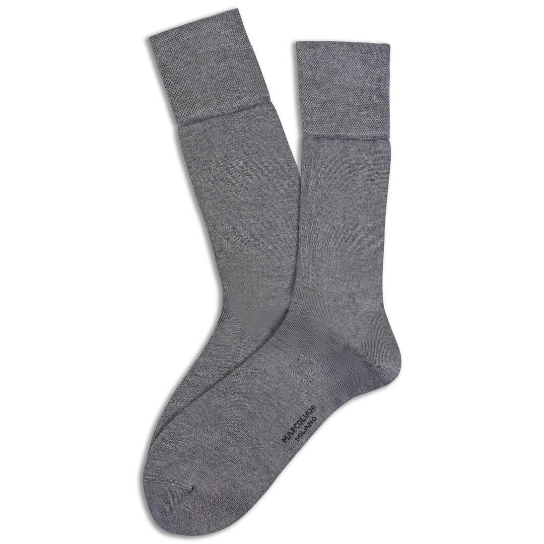 Silver Gray Mousse of Modal Mid-Calf Socks - Marcoliani