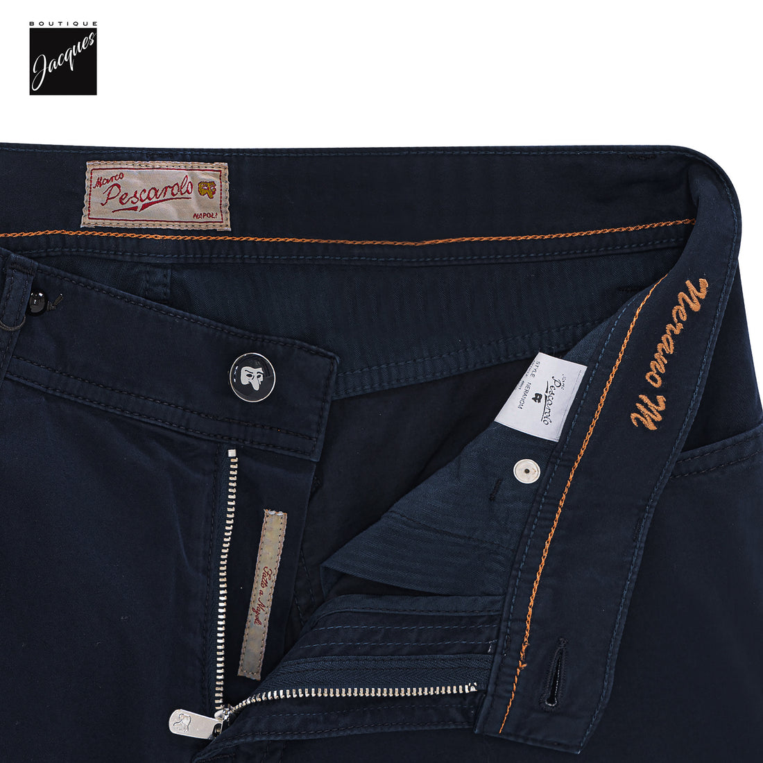 Navy Cotton-Stretch Nerano M Tailored Fit Five Pocket Pants - Marco Pescarolo