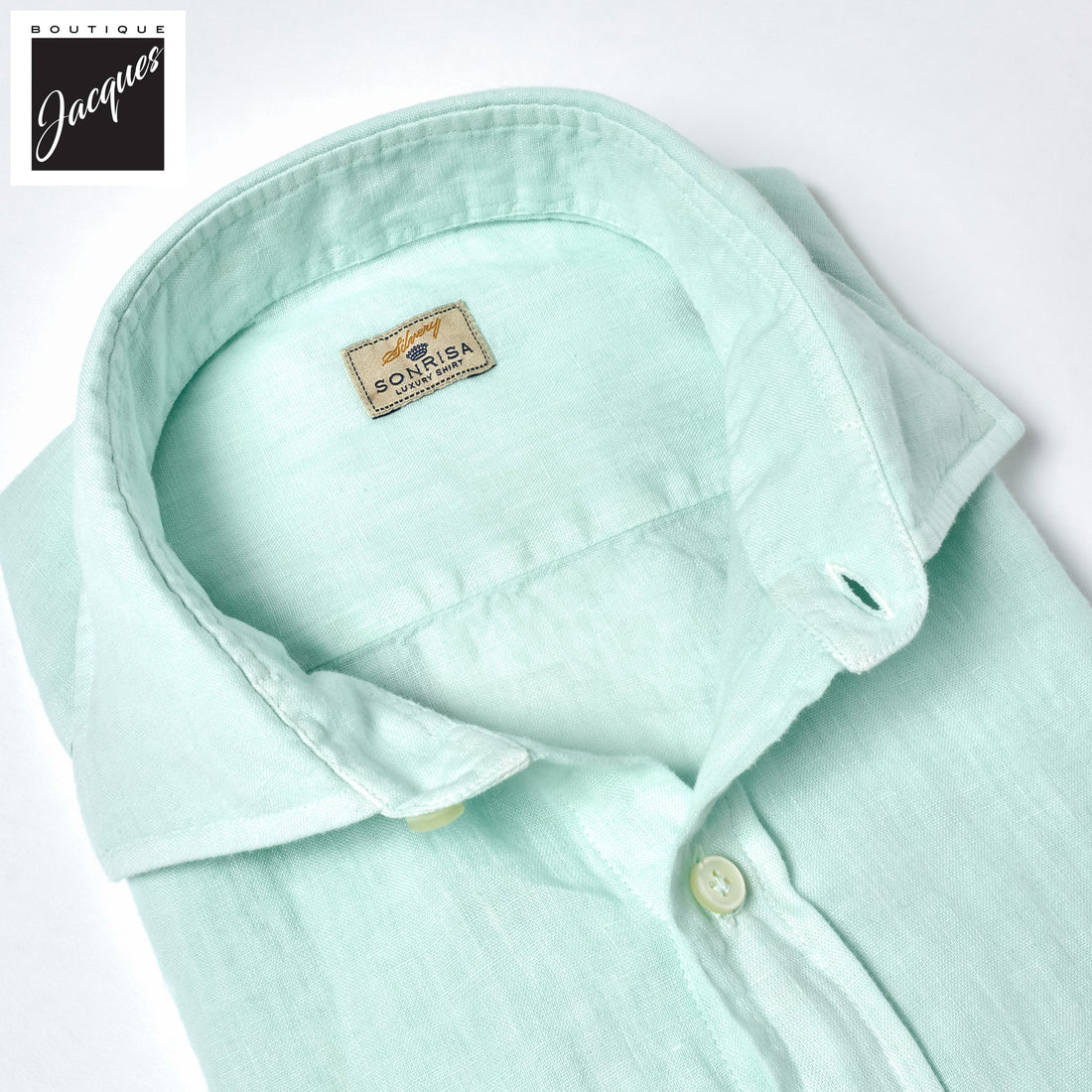 Mint Green Linen Modern Fit Casual Shirt - SONRISA