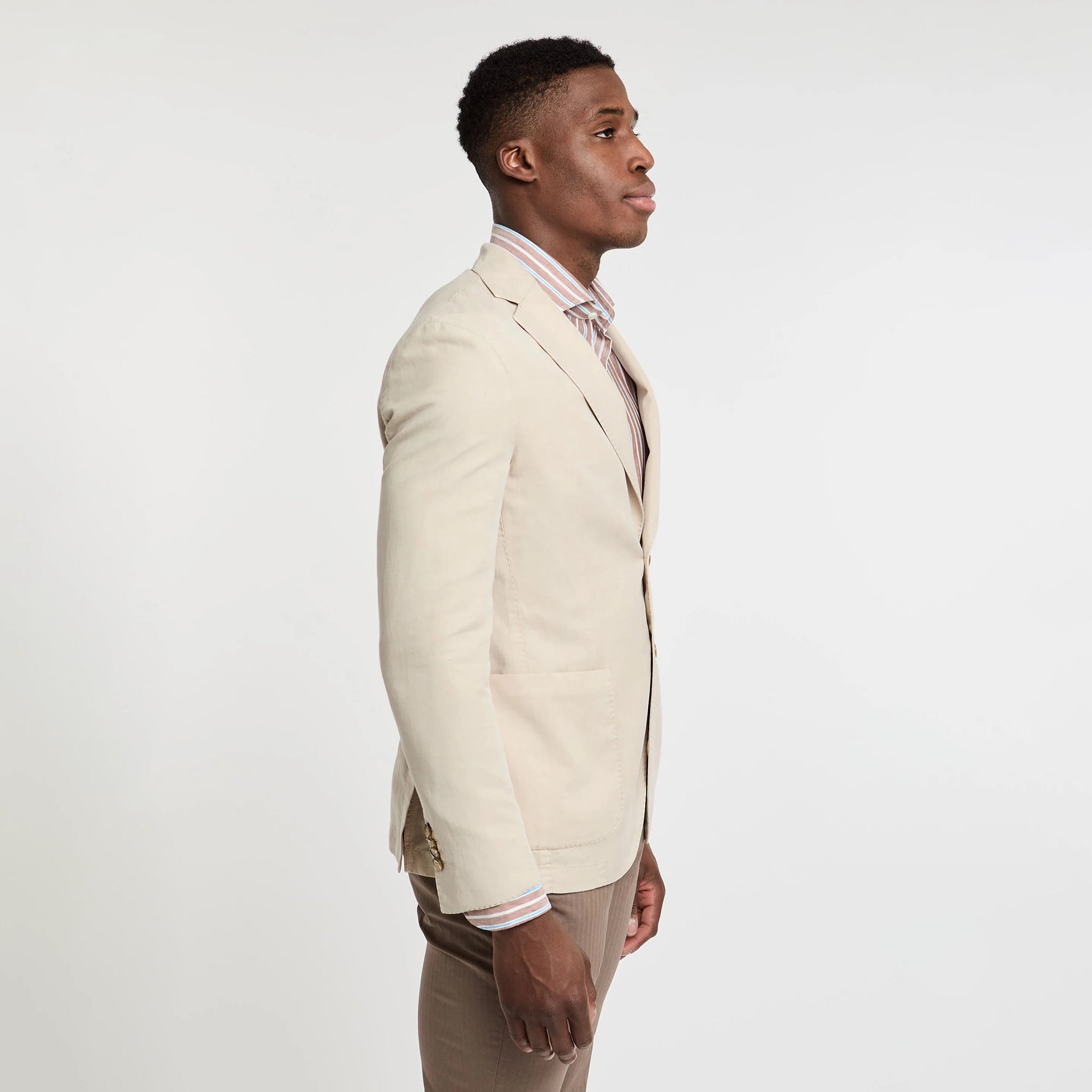 Light Beige Solid Lyocell-Linen-Cotton Unlined Sport Jacket - L.B.M 1911