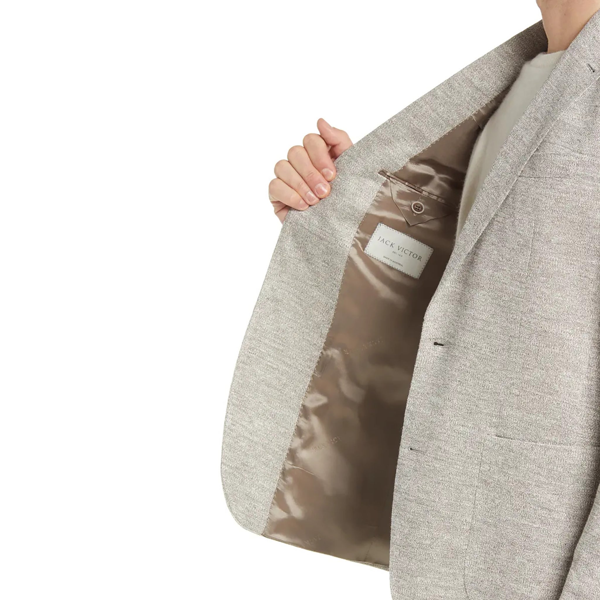 Oatmeal Mouliné Hampton Contemporary Fit Linen Knit Sport Jacket - Jack Victor