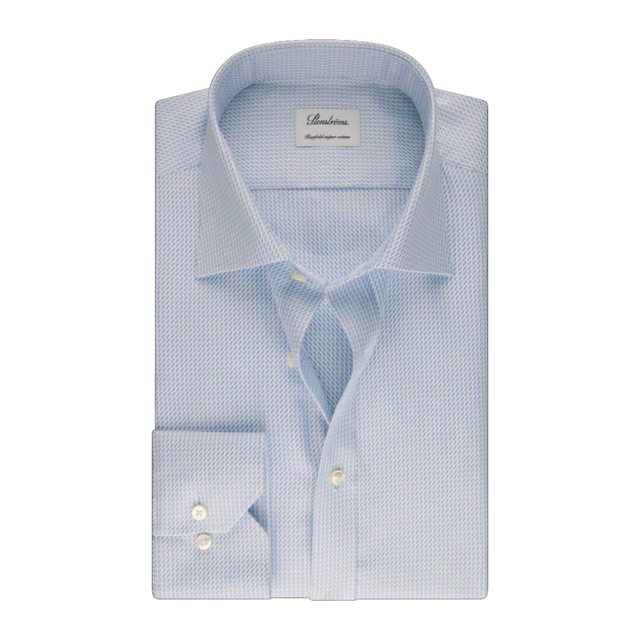 Light Blue Textured Twill Comfort Fit Dress Shirt - Stenströms