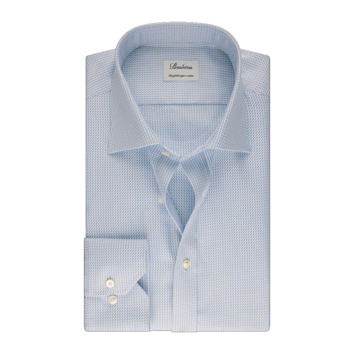 Light Blue Textured Twill Comfort Fit Dress Shirt - Stenströms