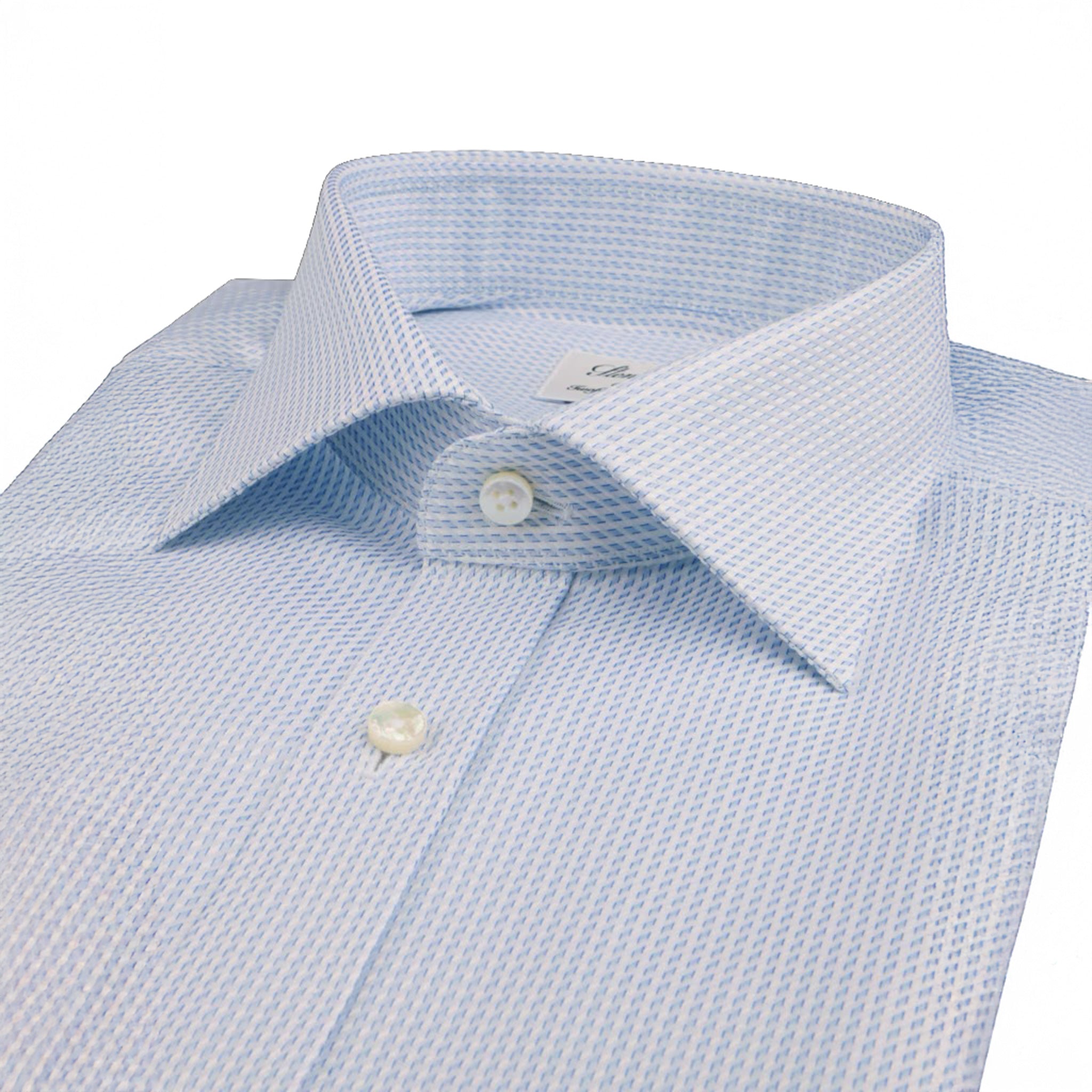 Light Blue Textured Twill Comfort Fit Dress Shirt - Stenströms