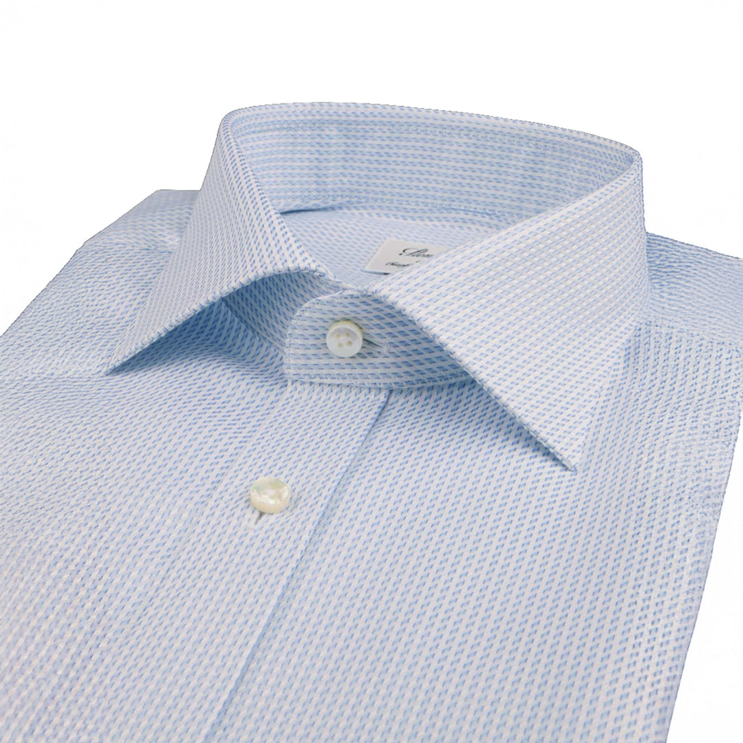 Light Blue Textured Twill Comfort Fit Dress Shirt - Stenströms