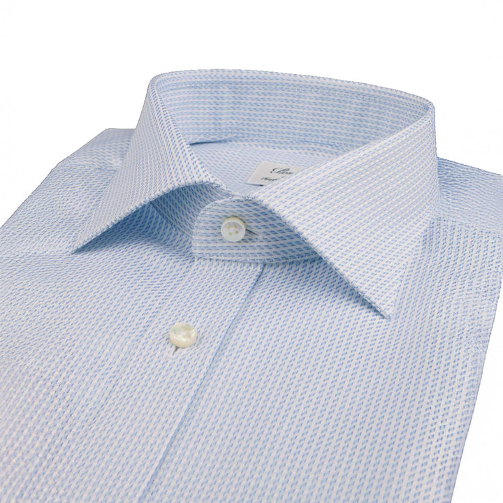 Light Blue Textured Twill Comfort Fit Dress Shirt - Stenströms