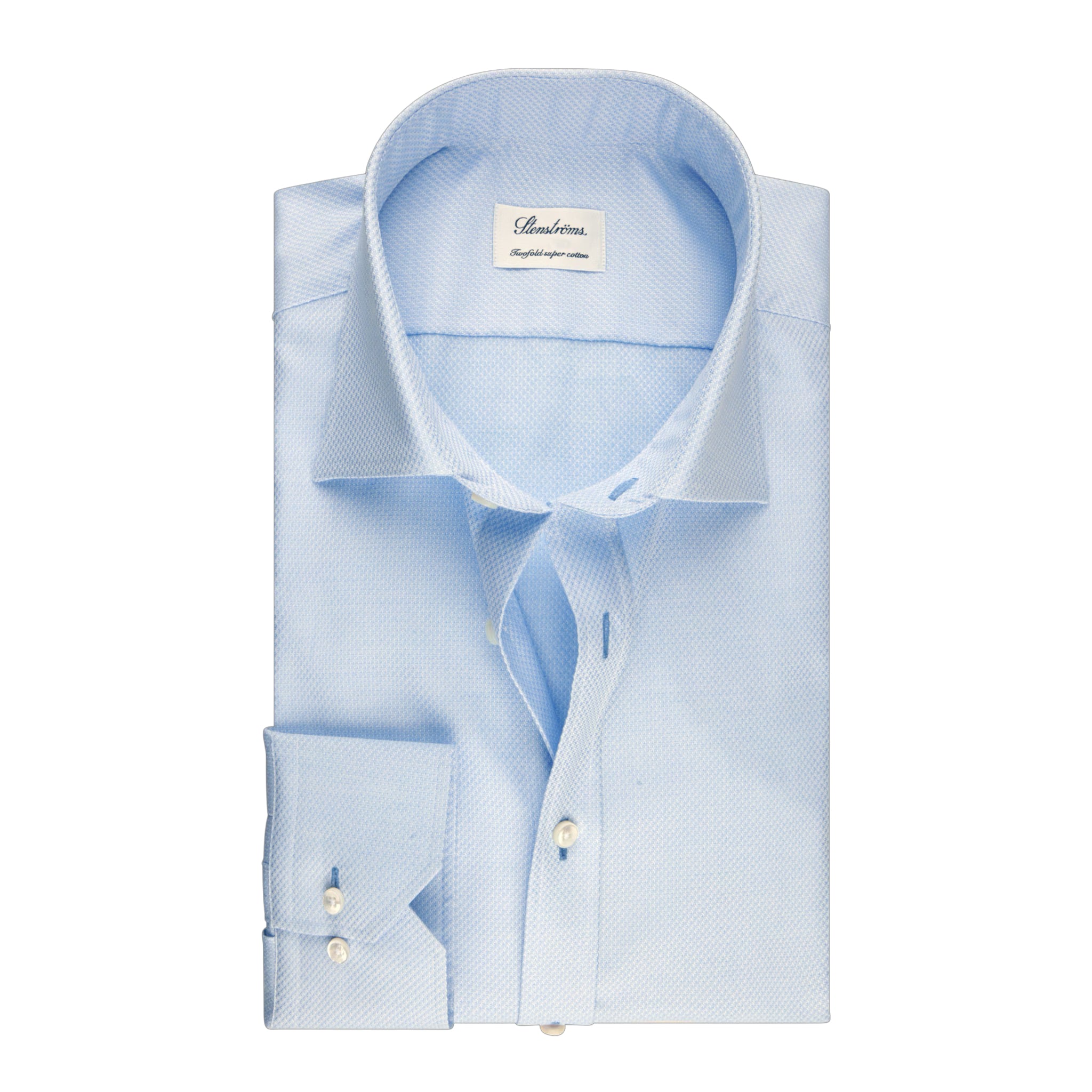 Light Blue Micro Patterned Twill Comfort Fit Shirt - Stenströms