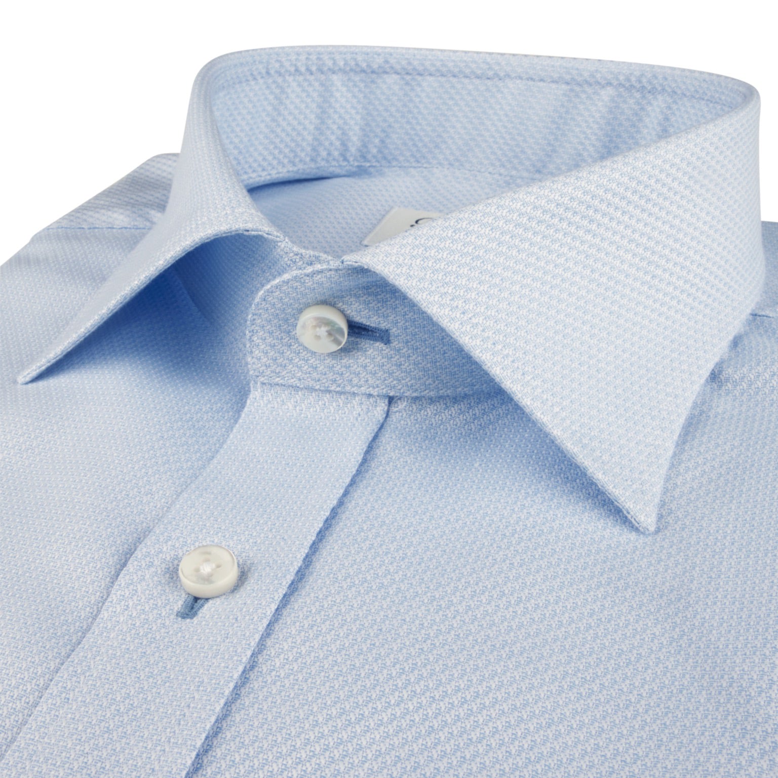 Light Blue Micro Patterned Twill Comfort Fit Shirt - Stenströms