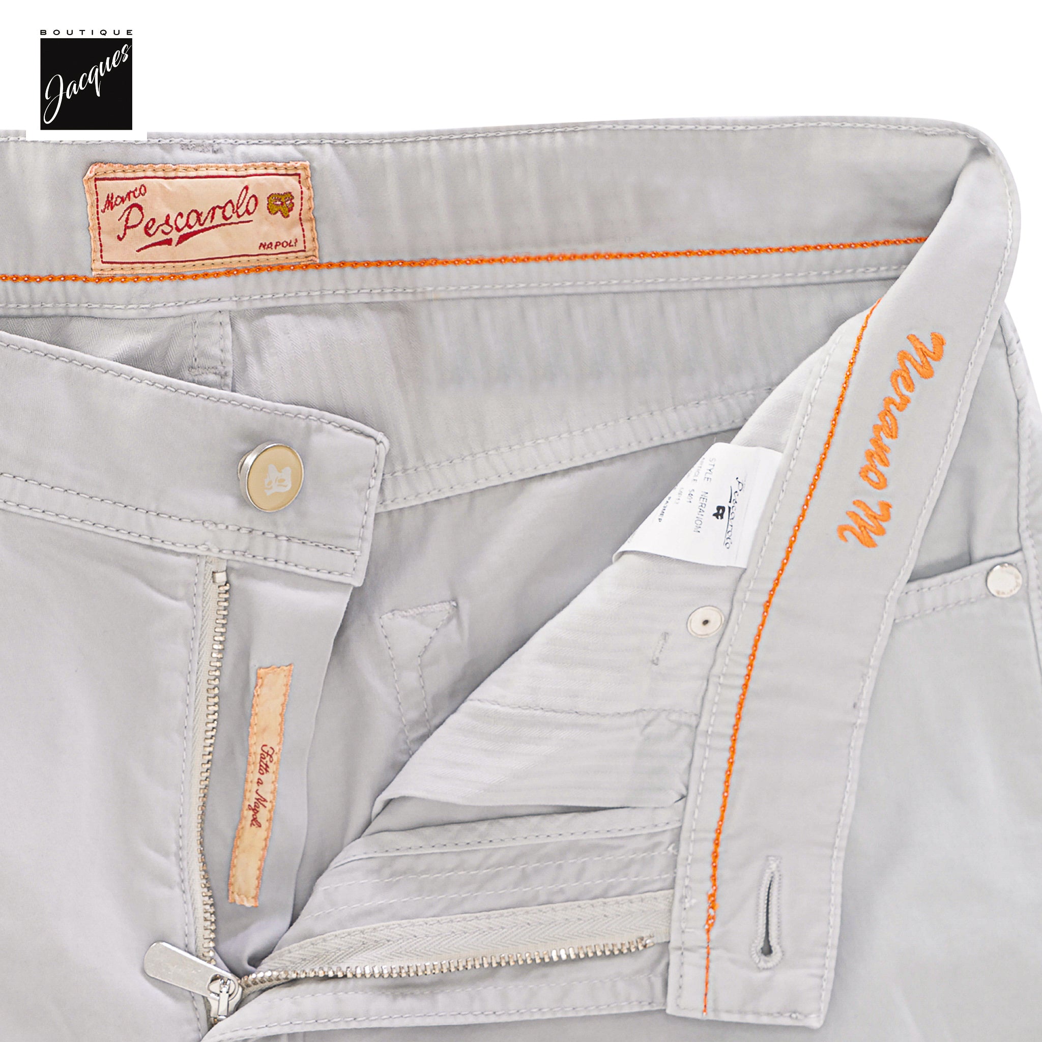 Light Gray Cotton-Stretch Nerano M Tailored Fit Five Pocket Pants - Marco Pescarolo