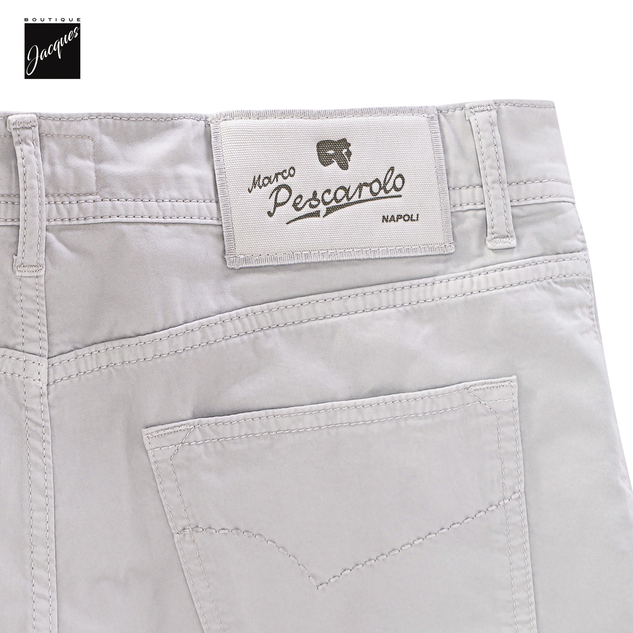 Light Gray Cotton-Stretch Nerano M Tailored Fit Five Pocket Pants - Marco Pescarolo
