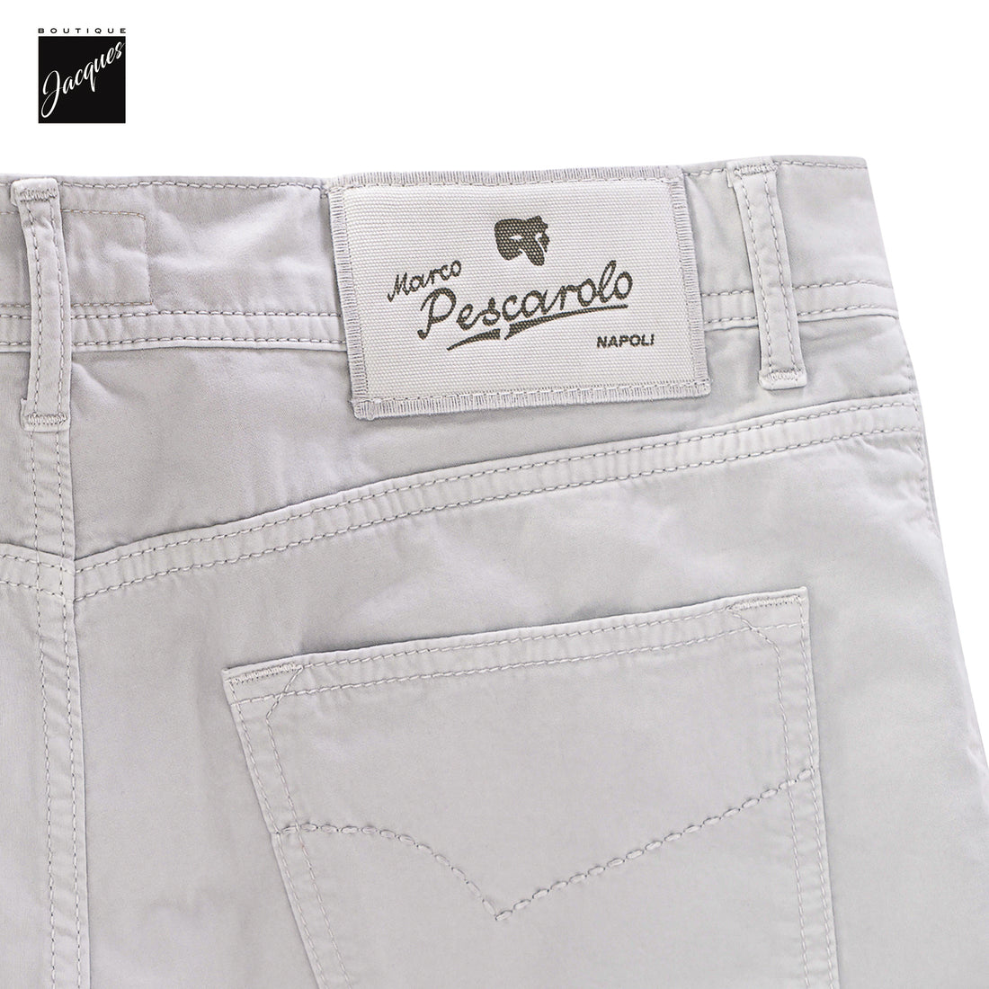 Light Gray Cotton-Stretch Nerano M Tailored Fit Five Pocket Pants - Marco Pescarolo