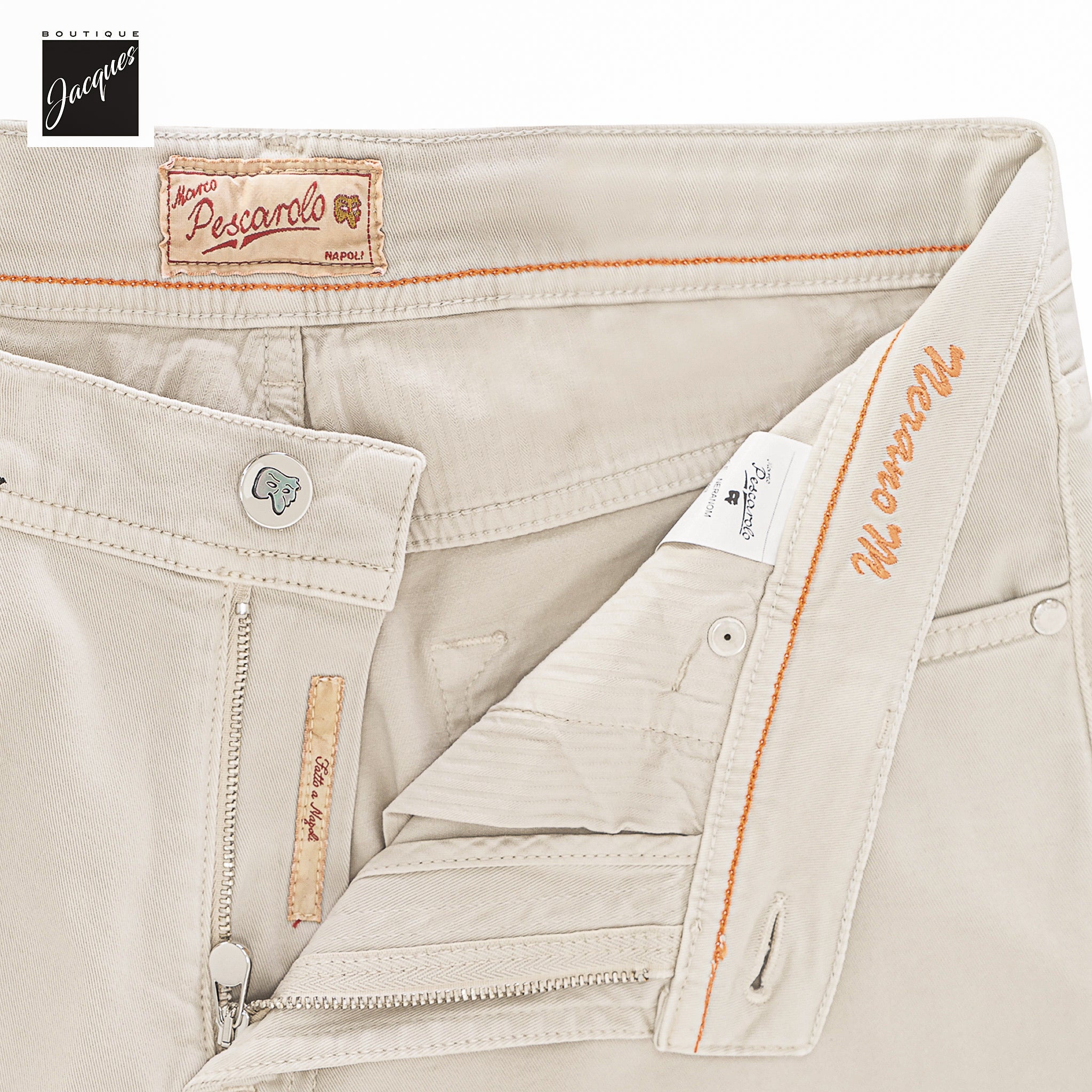 Beige Cotton-Cashmere Nerano M Tailored Fit Five Pocket Pants - Marco Pescarolo