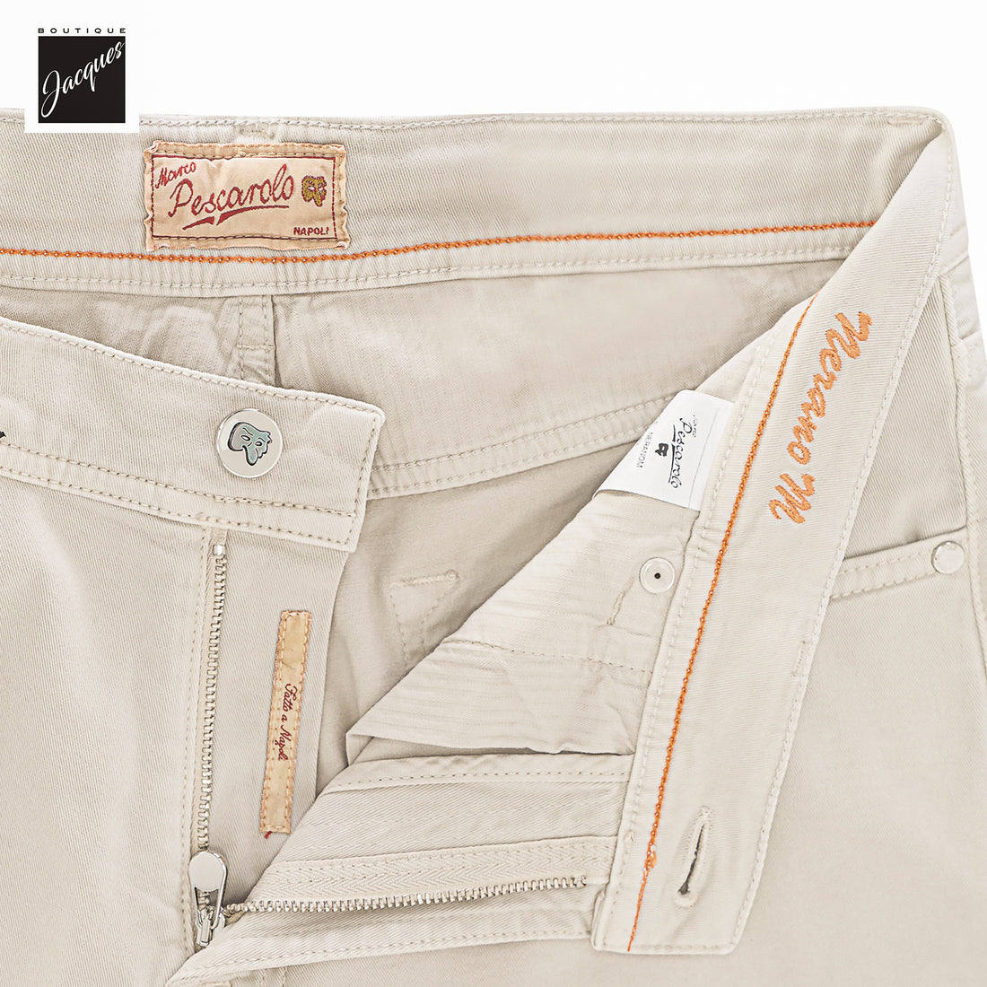 Beige Cotton-Cashmere Nerano M Tailored Fit Five Pocket Pants - Marco Pescarolo