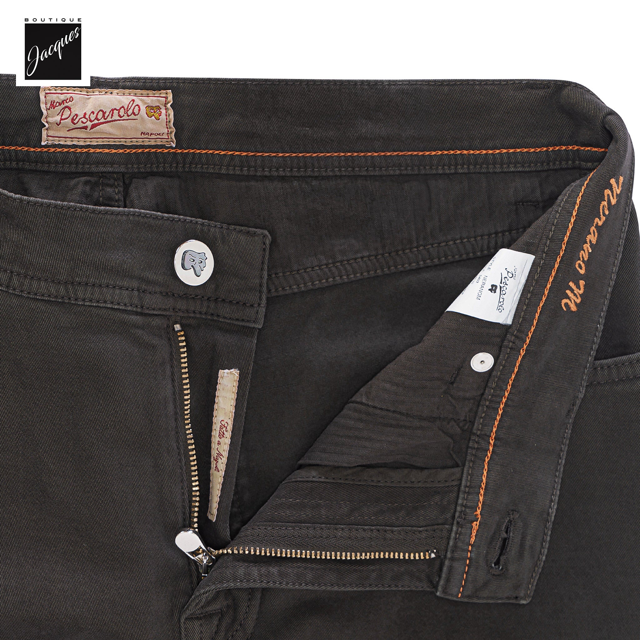 Brown Cotton-Cashmere Nerano M Tailored Fit Five Pocket Pants - Marco Pescarolo