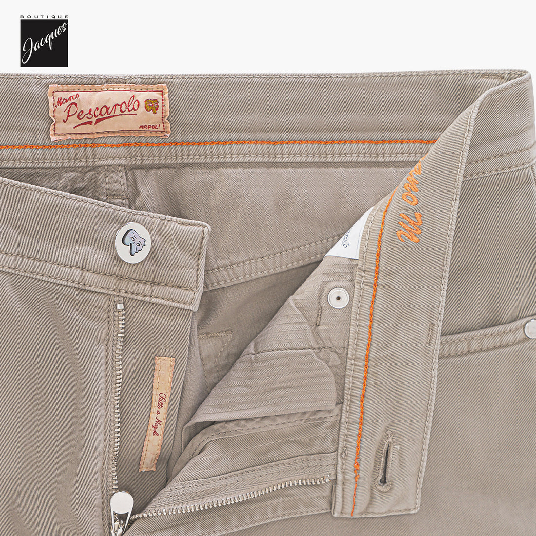 Taupe Cotton-Cashmere Nerano M Tailored Fit Five Pocket Pants - Marco Pescarolo
