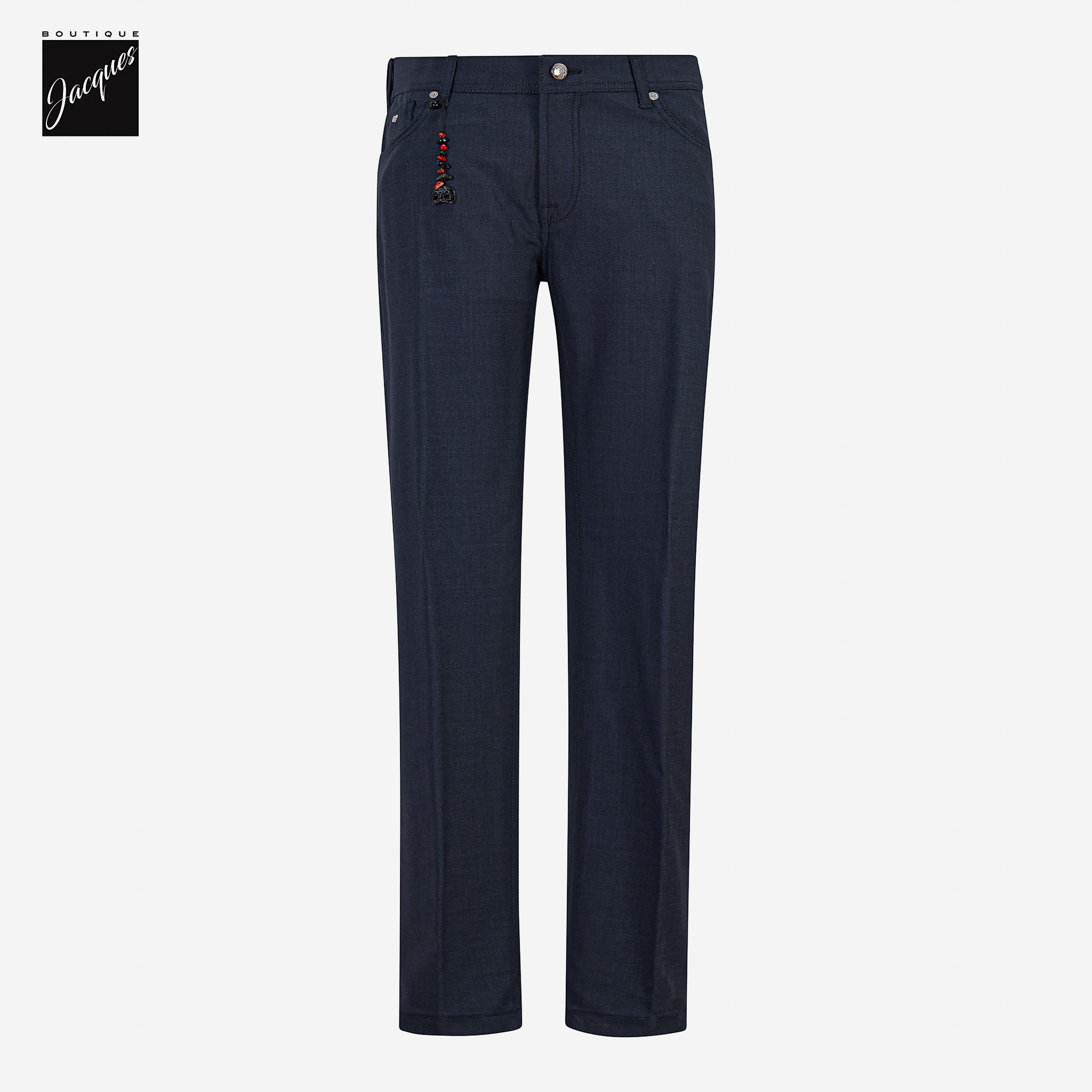 Navy Wool-Stretch Nerano M Tailored Fit Five Pocket Pants - Marco Pescarolo