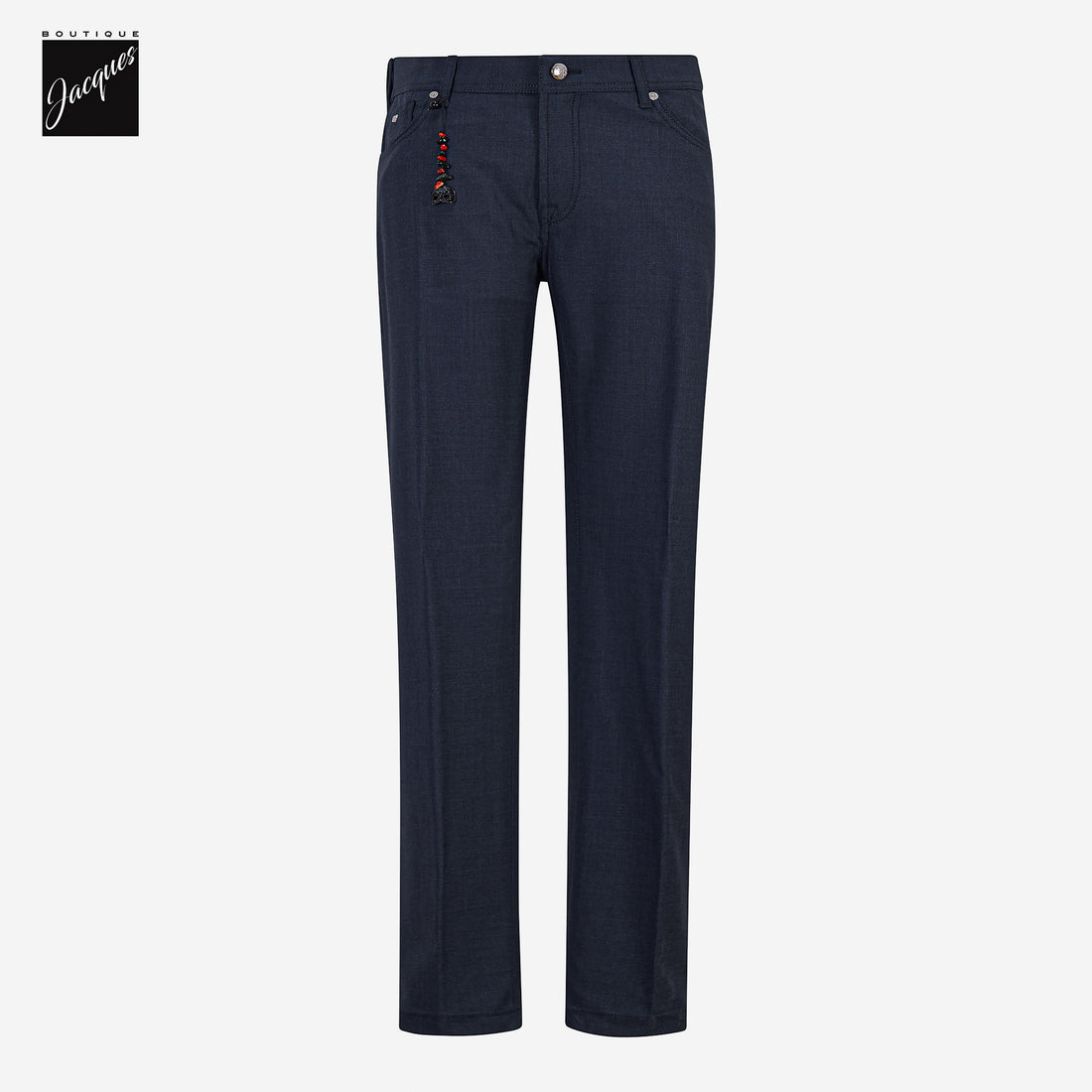 Navy Wool-Stretch Nerano M Tailored Fit Five Pocket Pants - Marco Pescarolo