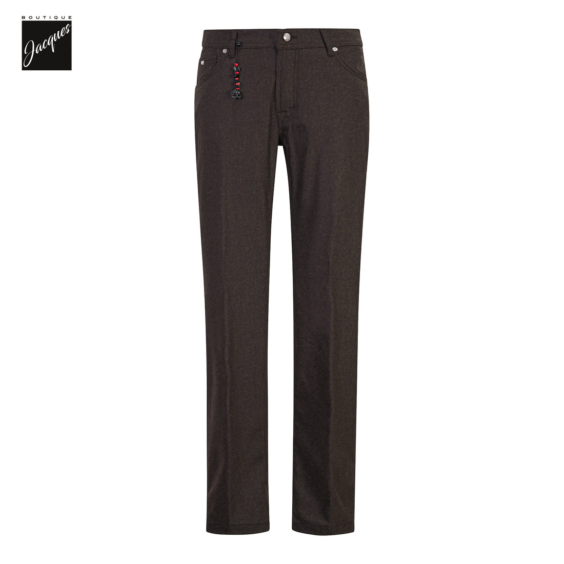 Brown Wool-Cashmere Flannel Nerano M Tailored Fit Five Pocket Pants - Marco Pescarolo