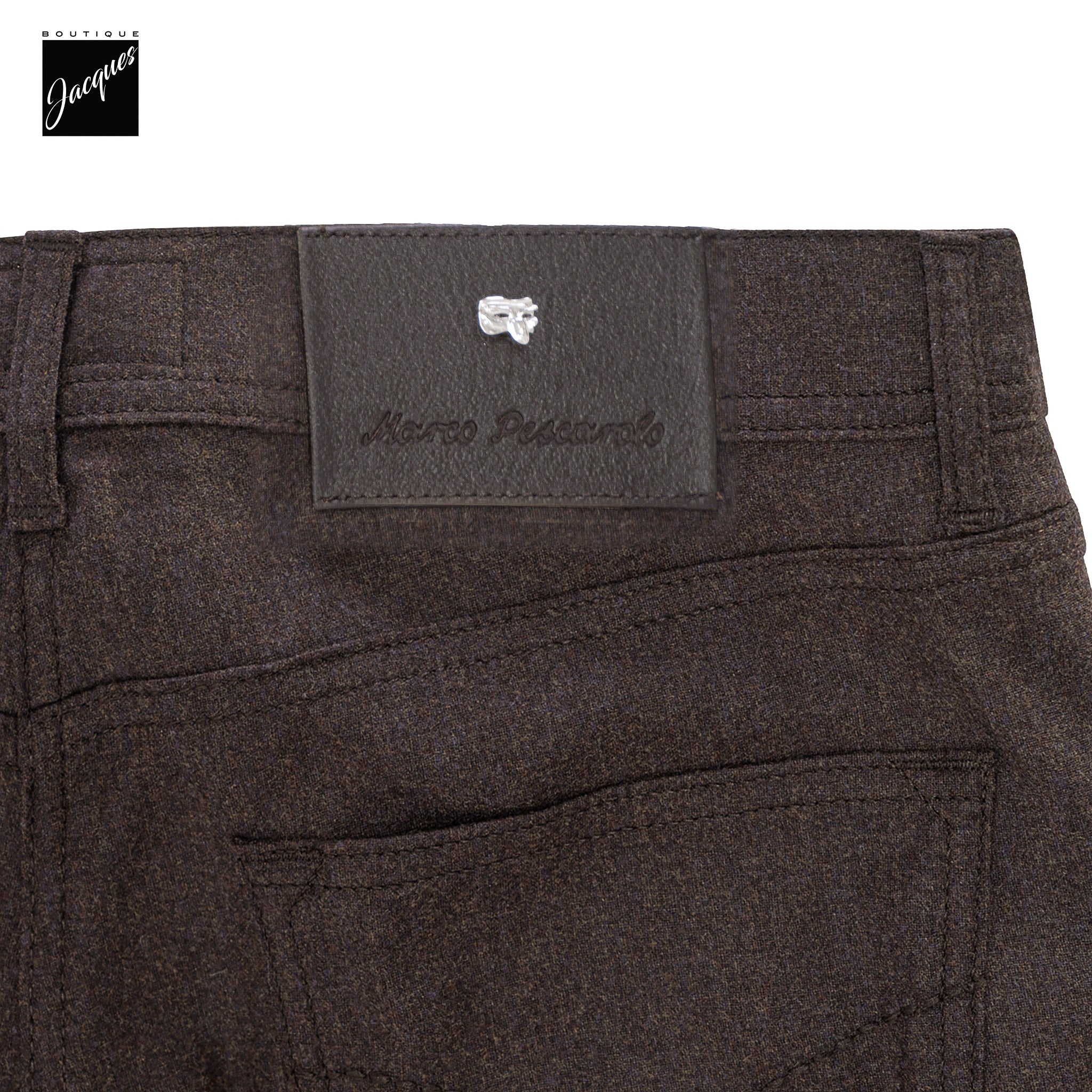 Brown Wool-Cashmere Flannel Nerano M Tailored Fit Five Pocket Pants - Marco Pescarolo