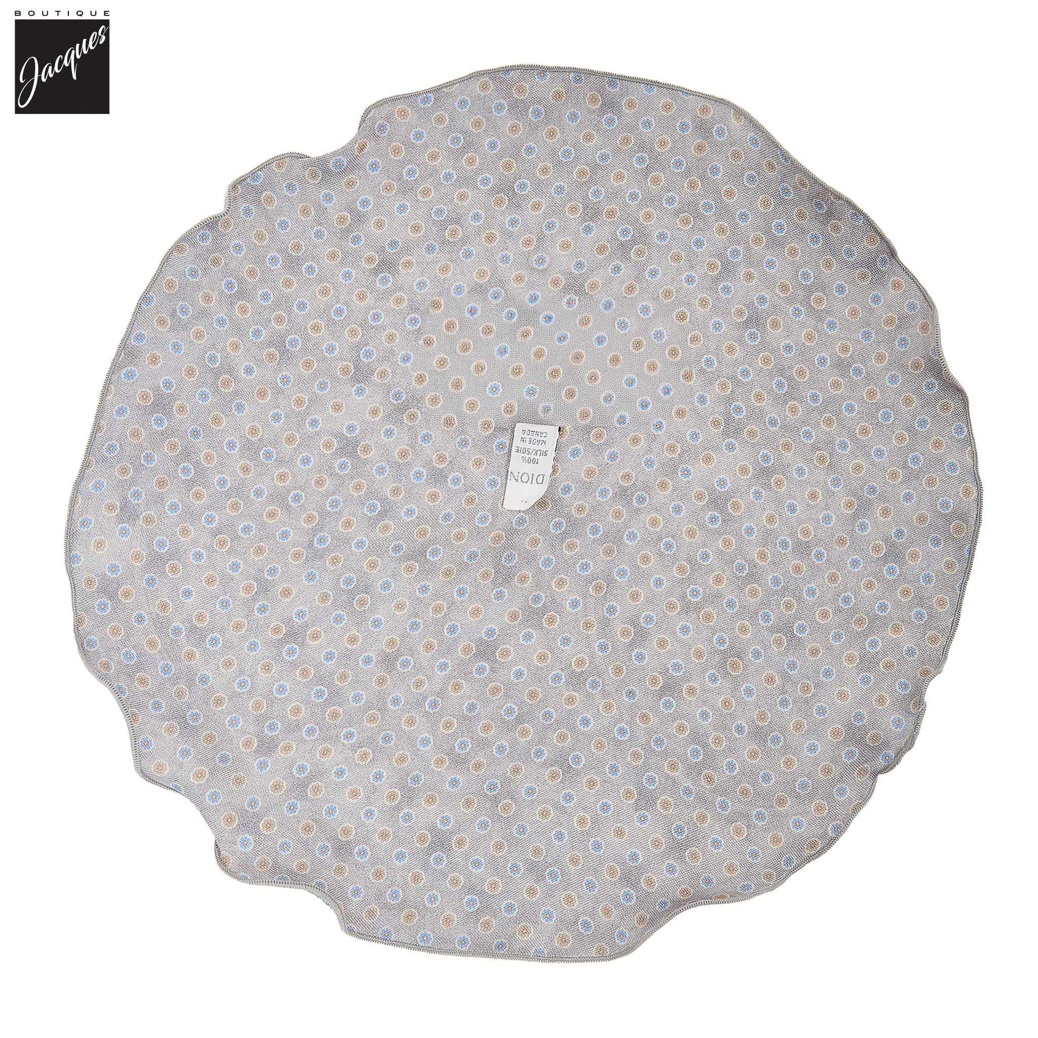 Ice Gray Paisley/Medallion Reversible Silk Pocket Round - DION - Boutique Jacques International